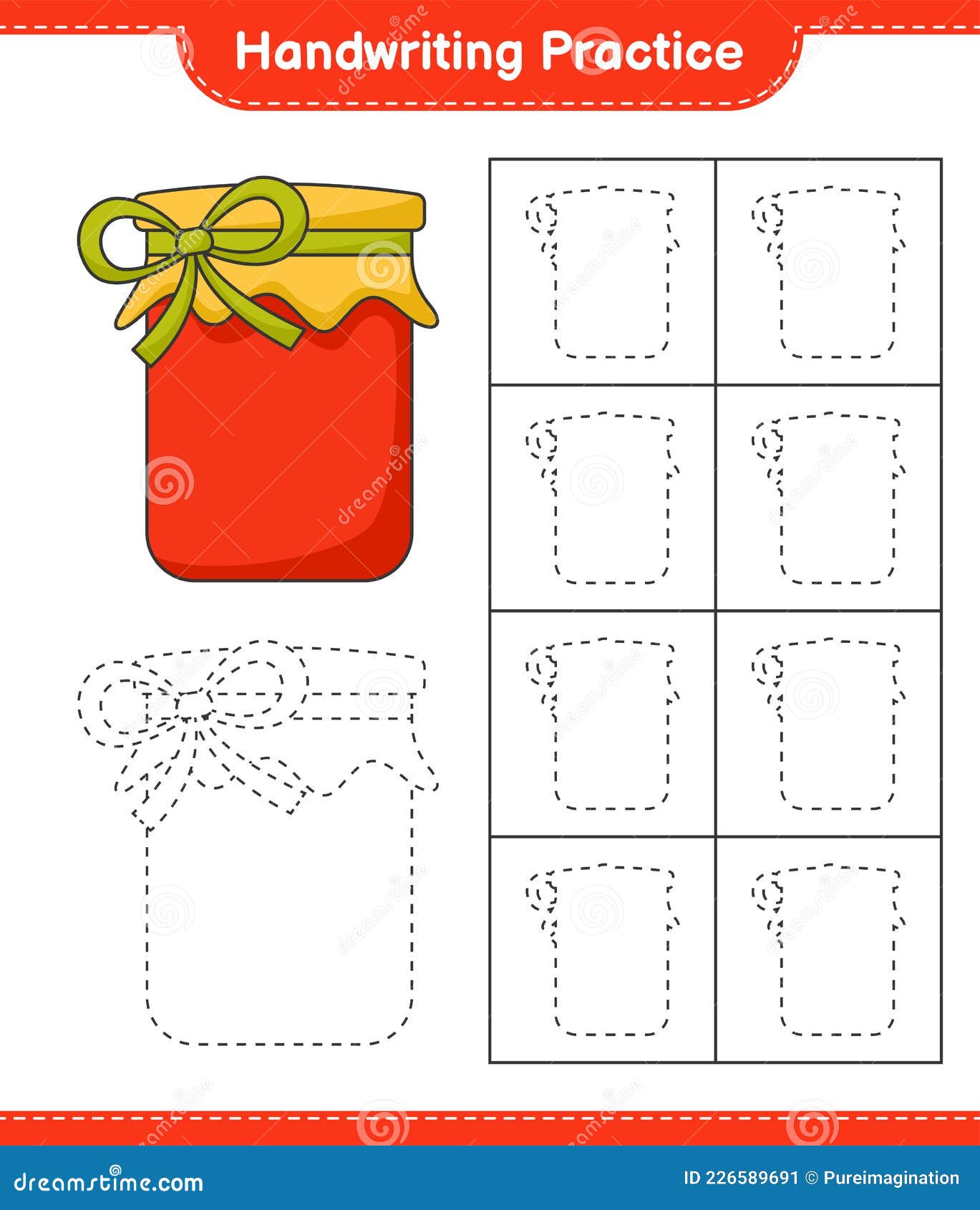 Handwriting Practice. Tracing Lines of Jam Stock Vector - Illustration