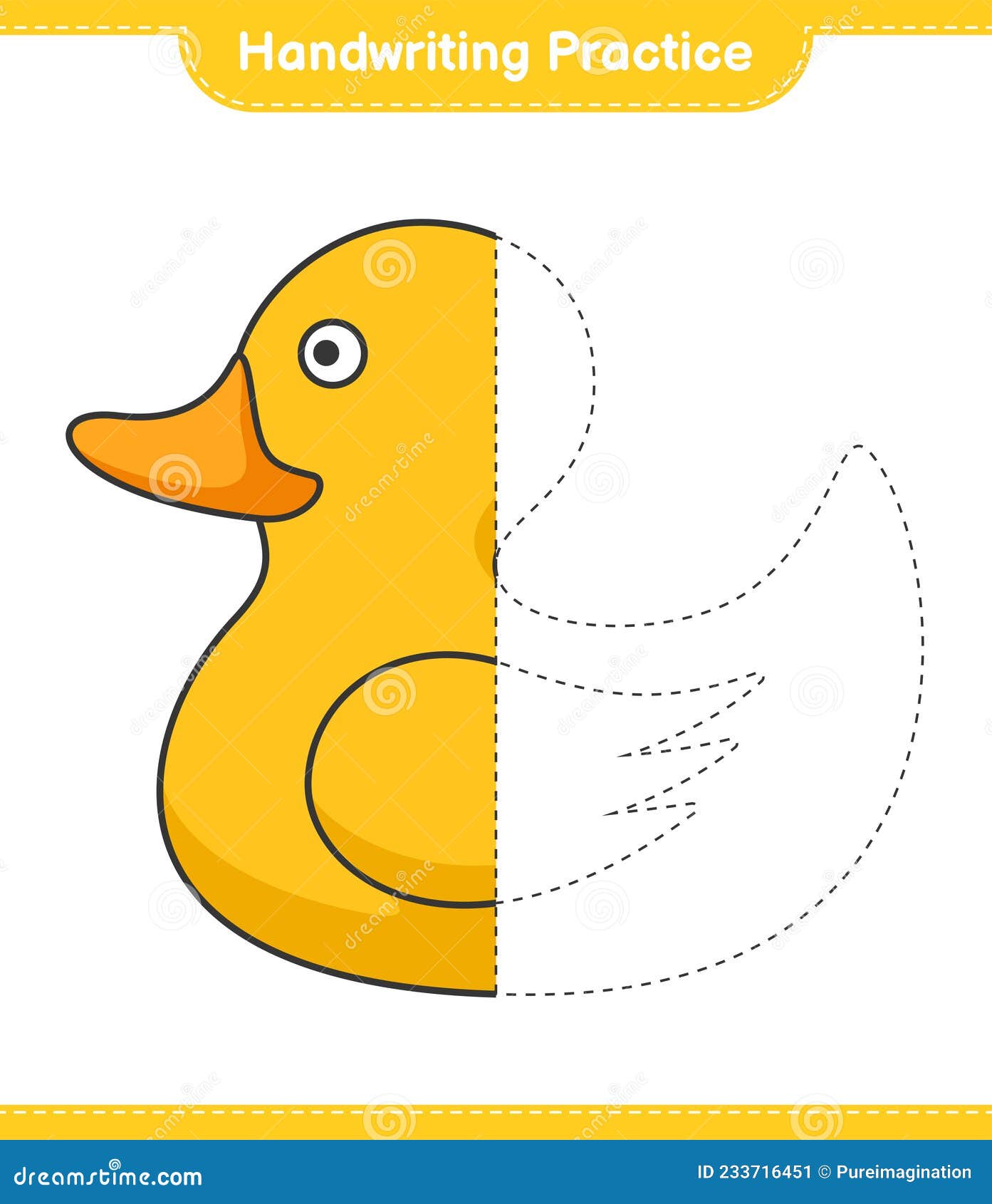 Handwriting Practice. Tracing Lines of Rubber Duck Stock Vector - Illustration of preschool ...
