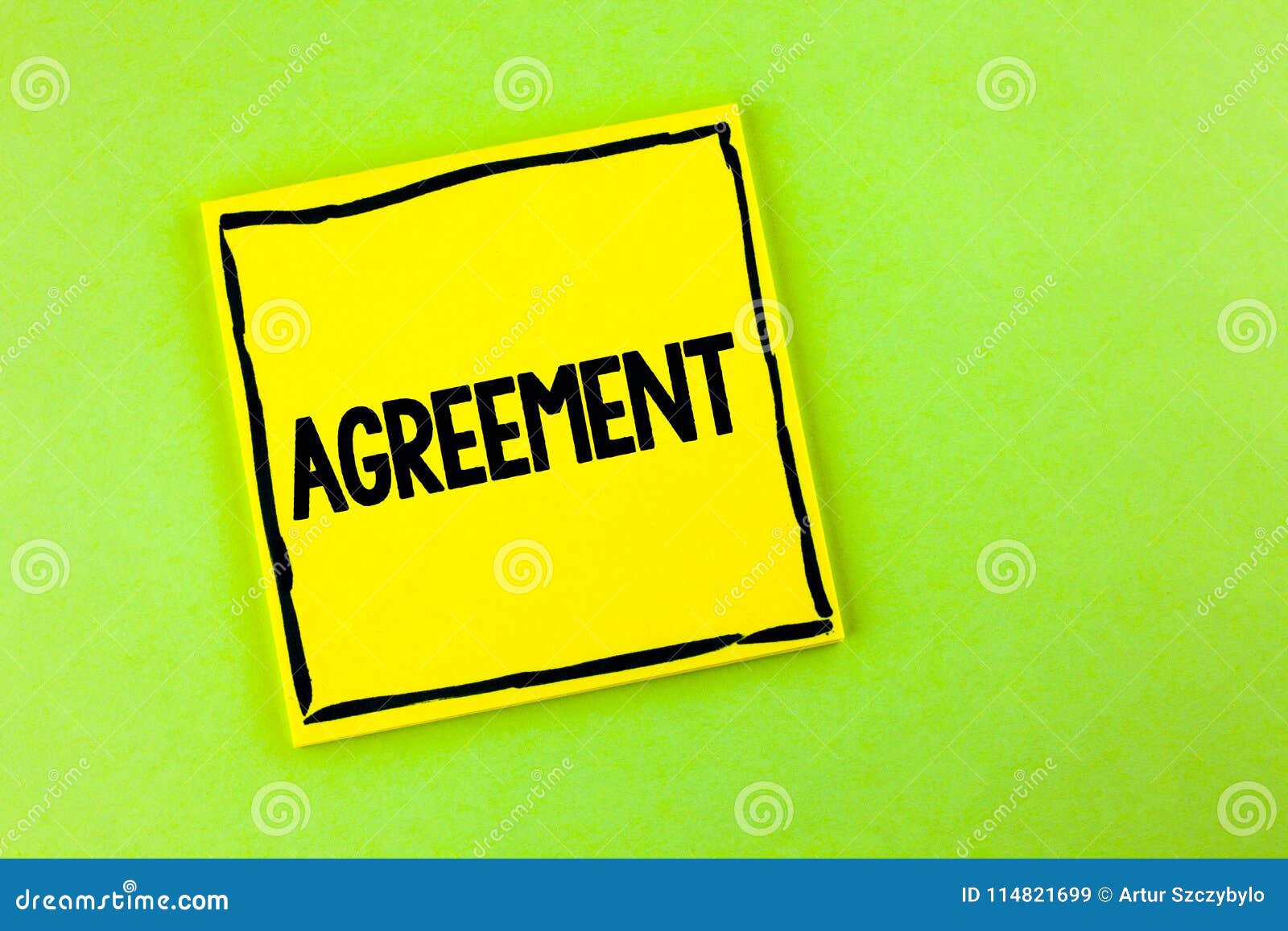 handwriting text agreement. concept meaning business or personal closures made easy with better guidance written on yellow sticky
