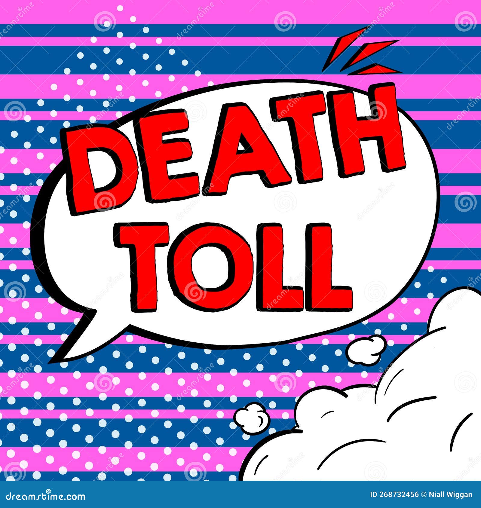 handwriting text death toll. word written on the number of deaths resulting from a particular incident