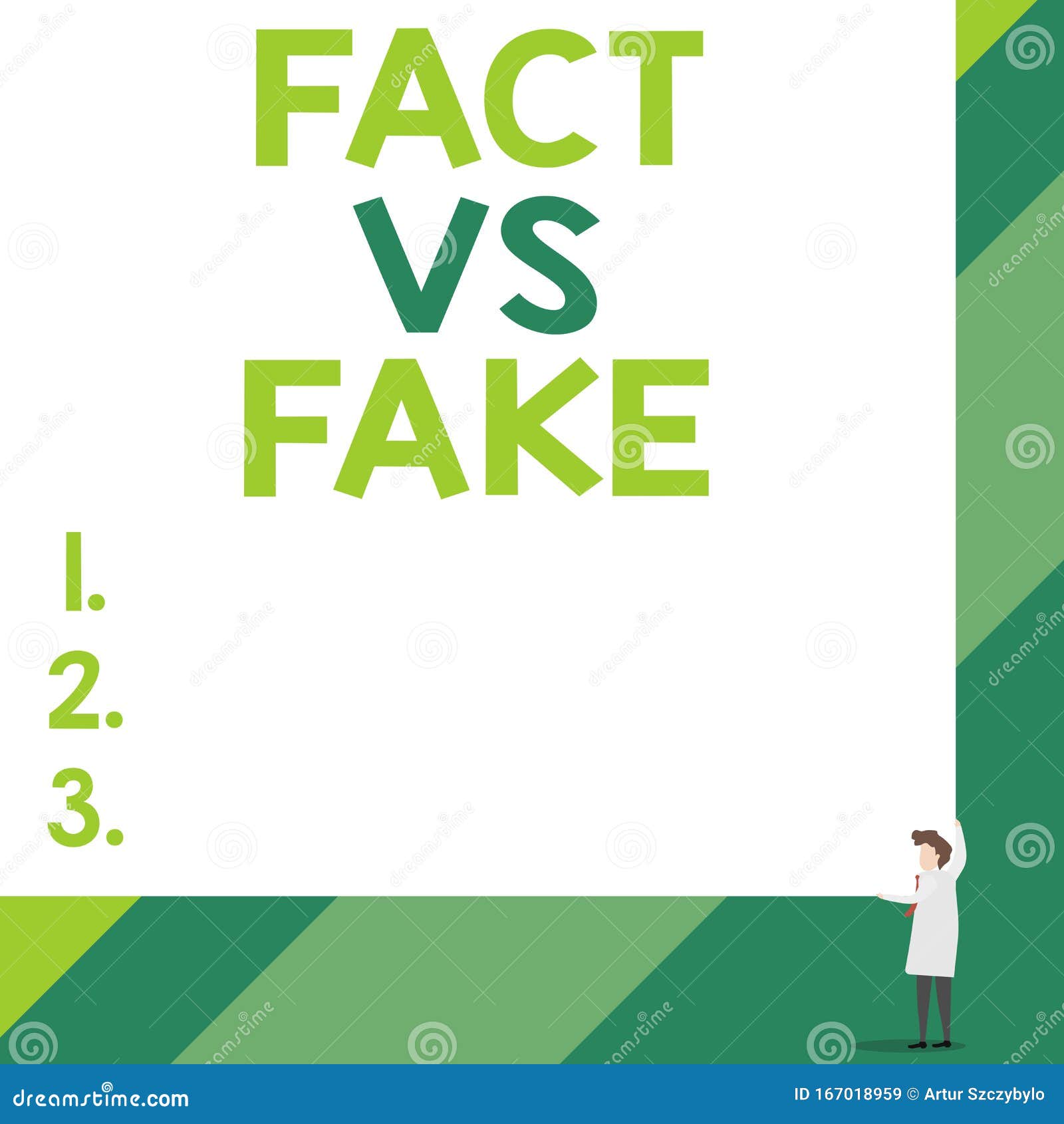 handwriting text fact vs fake. concept meaning rivalry or products or information originaly made or imitation front view