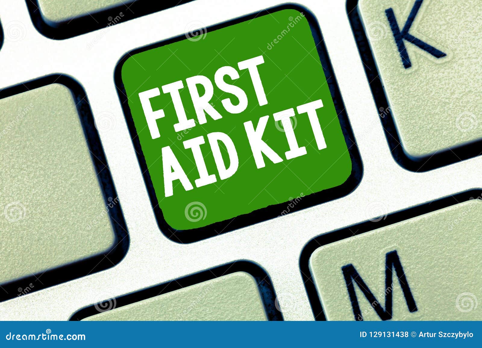 Handwriting Text First Aid Kit. Concept Meaning Set of Materials and