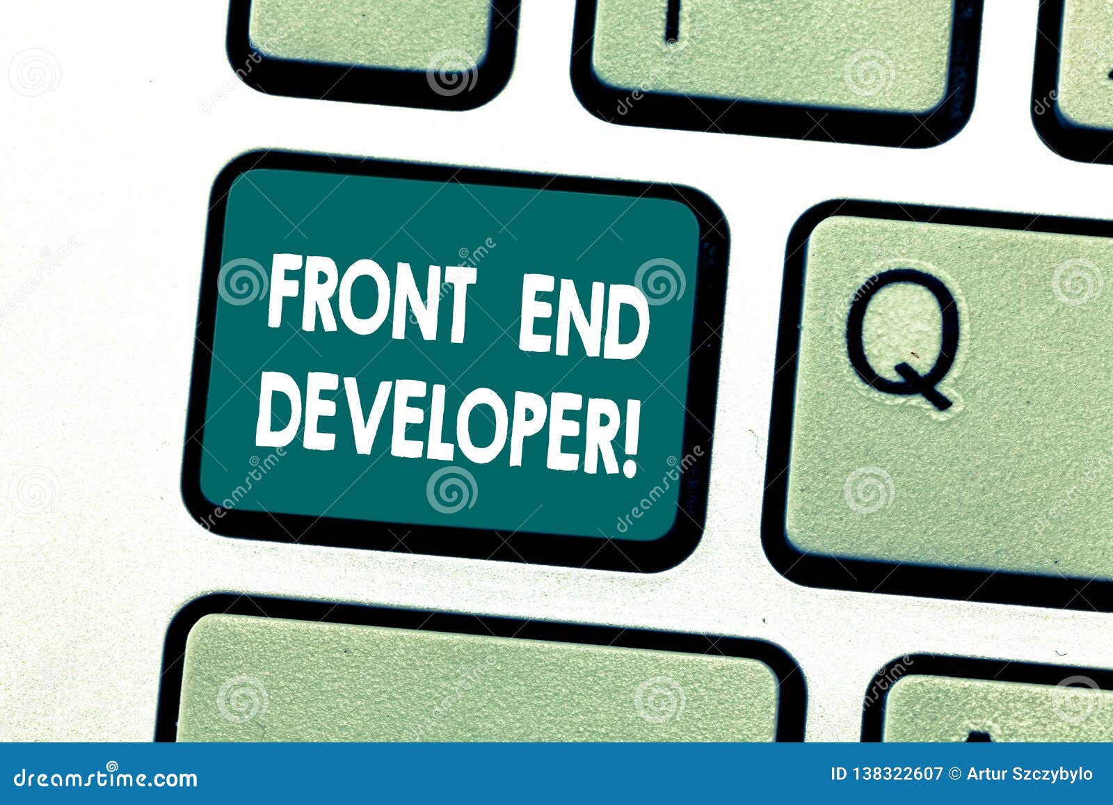 Handwriting Text Front End Developer. Concept Meaning Computer