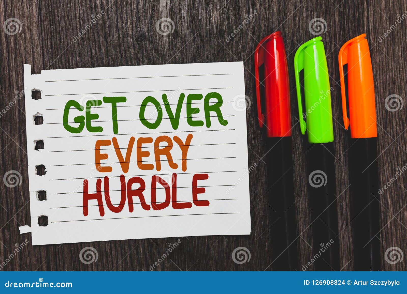 handwriting text get over every hurdle. concept meaning overcome any obstacle problem trouble adversities colorful words with whit