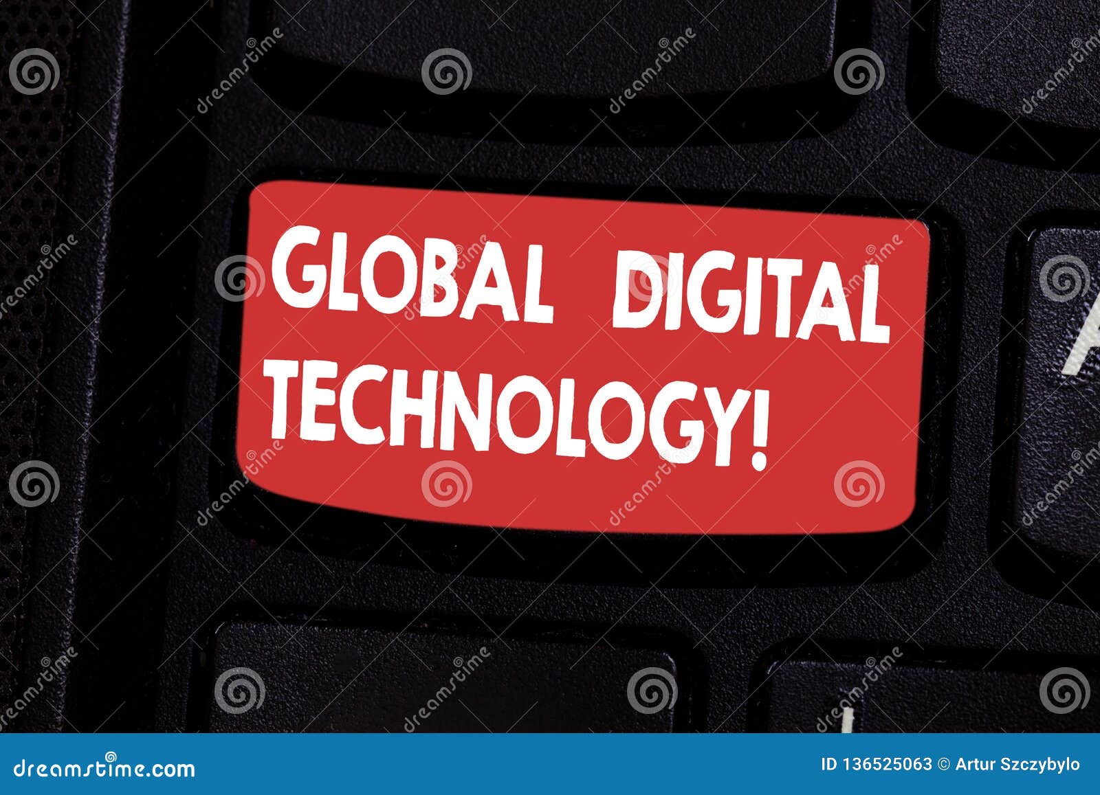 Handwriting Text Global Digital Technology. Concept Meaning Digitized