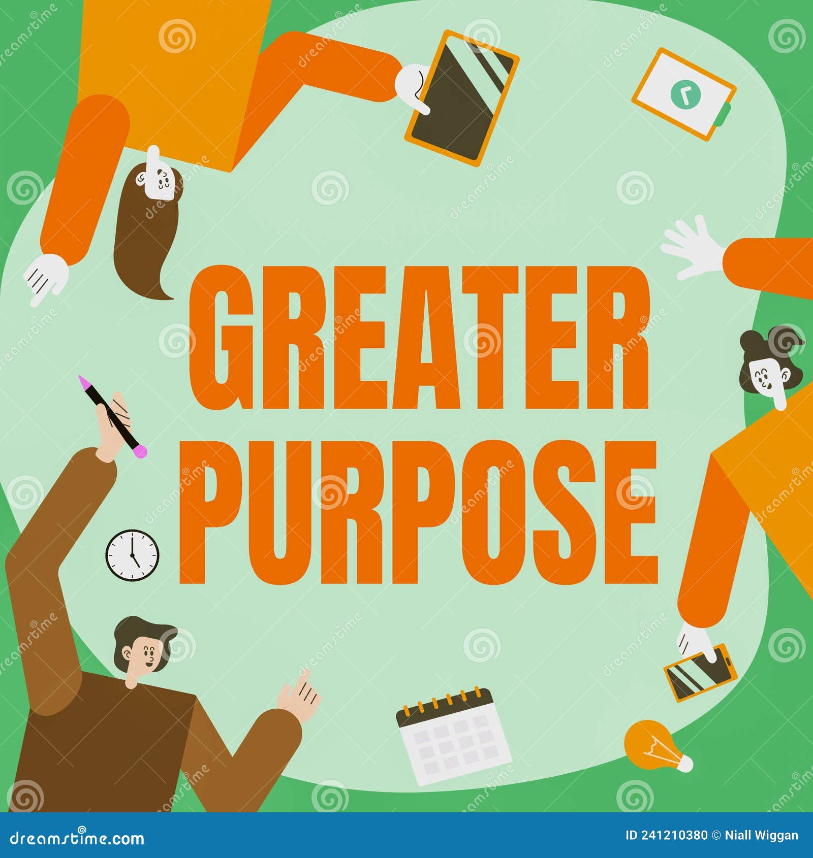 handwriting text greater purpose. word written on extend in average conforming the moral order of the universe