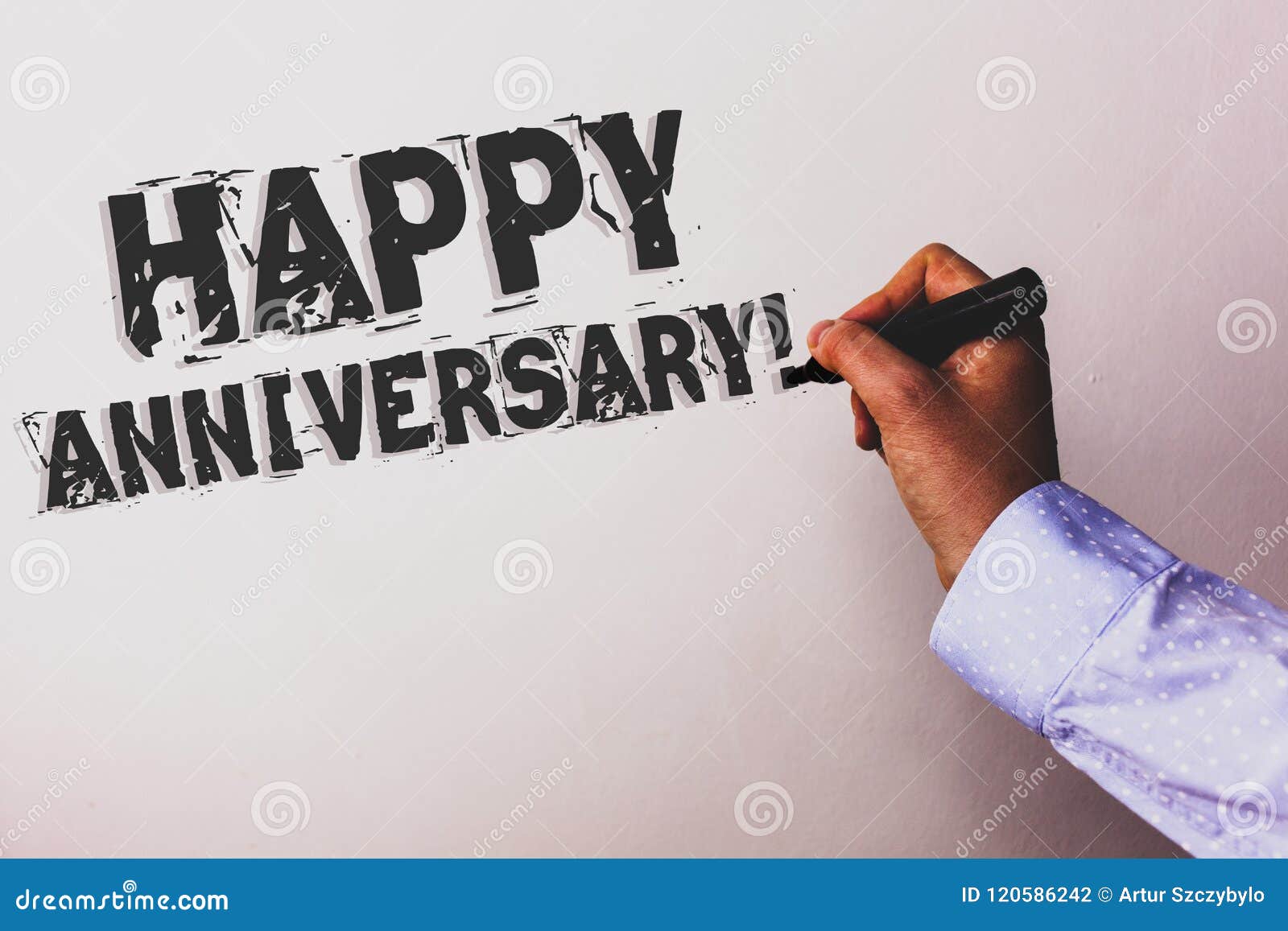 handwriting text happy anniversary motivational call. concept meaning annual special milestone commemoration advisors hand holding