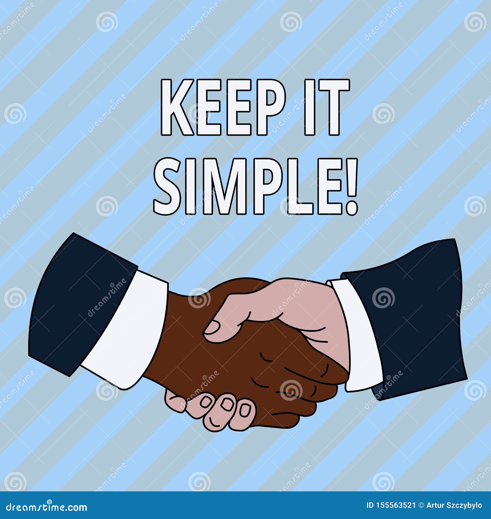 handwriting text keep it simple. concept meaning ask something easy understand not go into too much detail hand shake