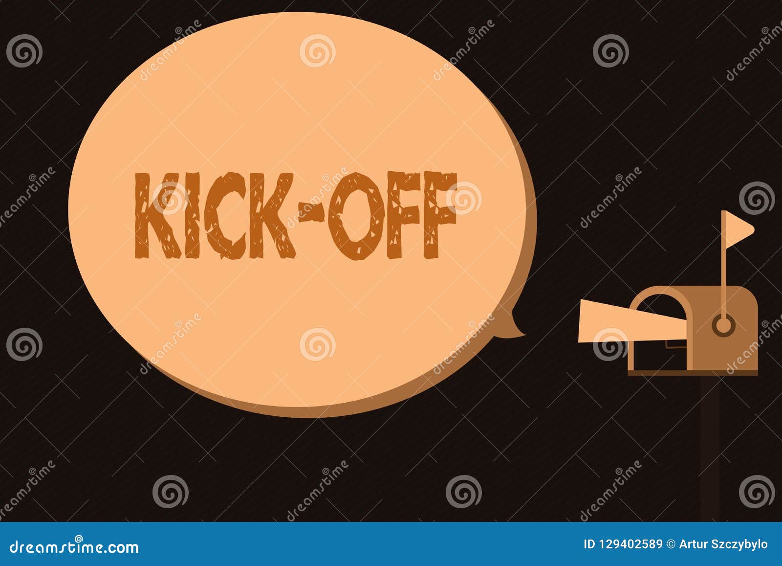 Handwriting Text Kick Off. Concept Meaning Start or Resumption of Football  Match in Which Player Kicks Ball Stock Illustration - Illustration of  project, playground: 129402589