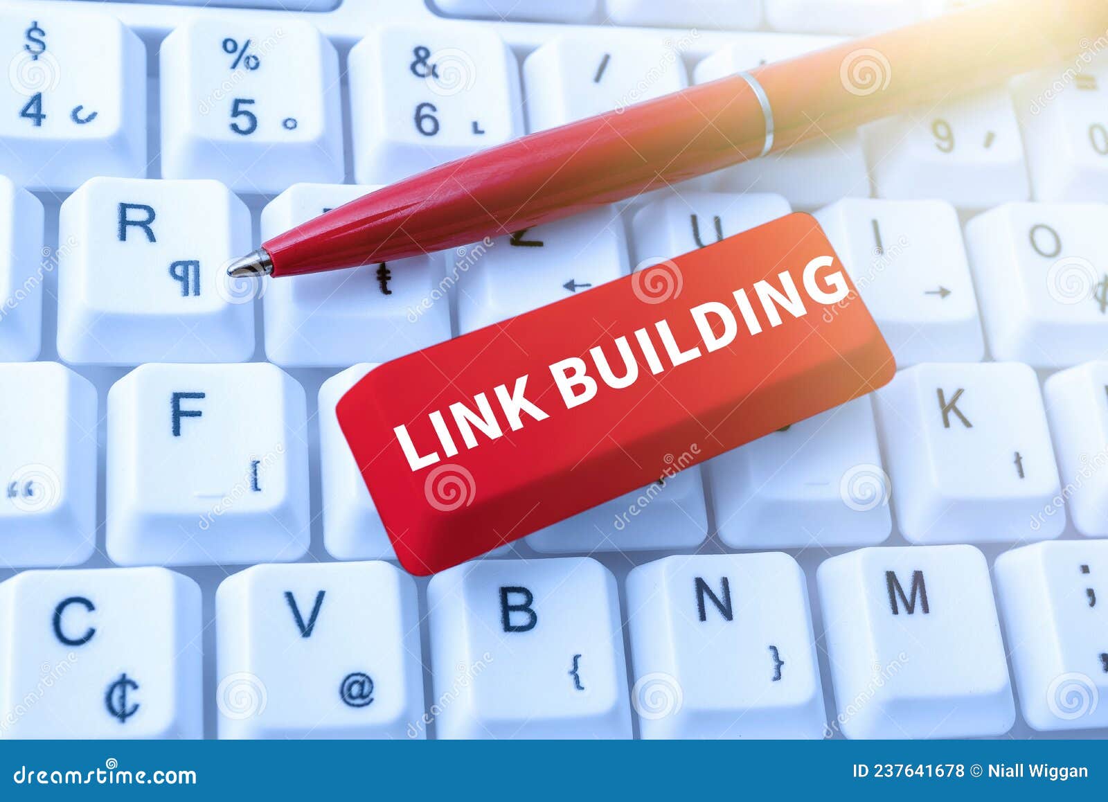 inspiration showing sign link building. business concept seo term exchange links acquire hyperlinks indexed typing