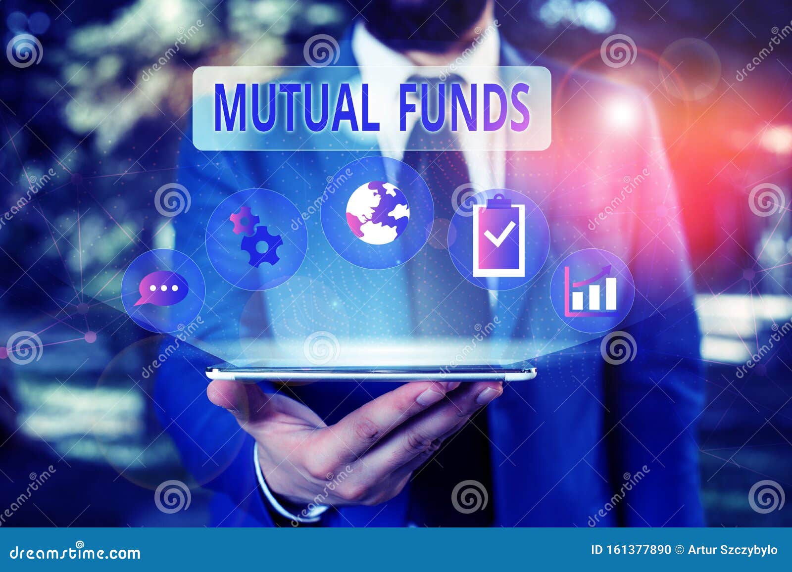 handwriting text mutual funds. concept meaning an investment program funded by shareholders individual stocks male human wear