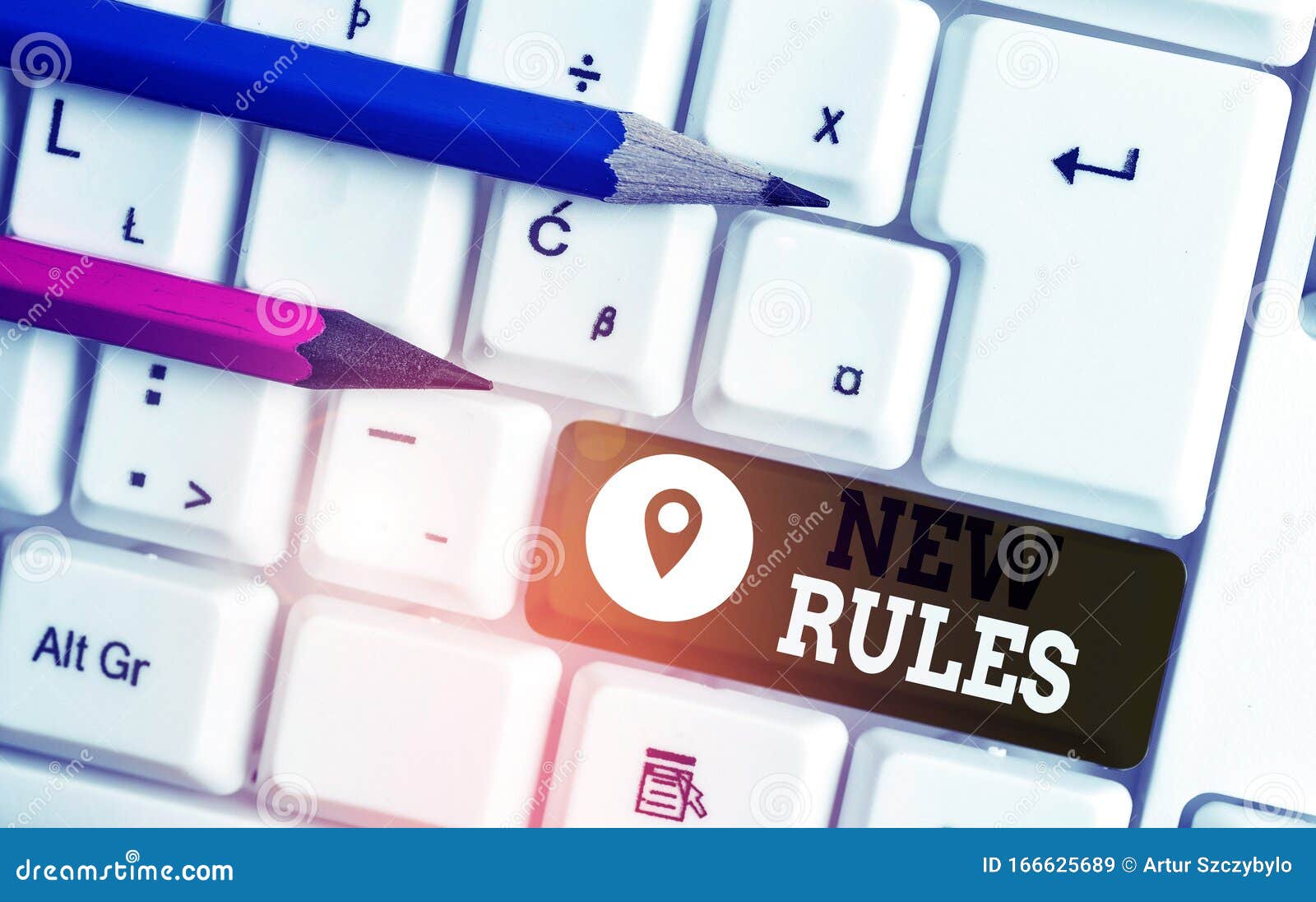 handwriting text new rules. concept meaning a state of changing an iplemented policy for better upgrade white pc