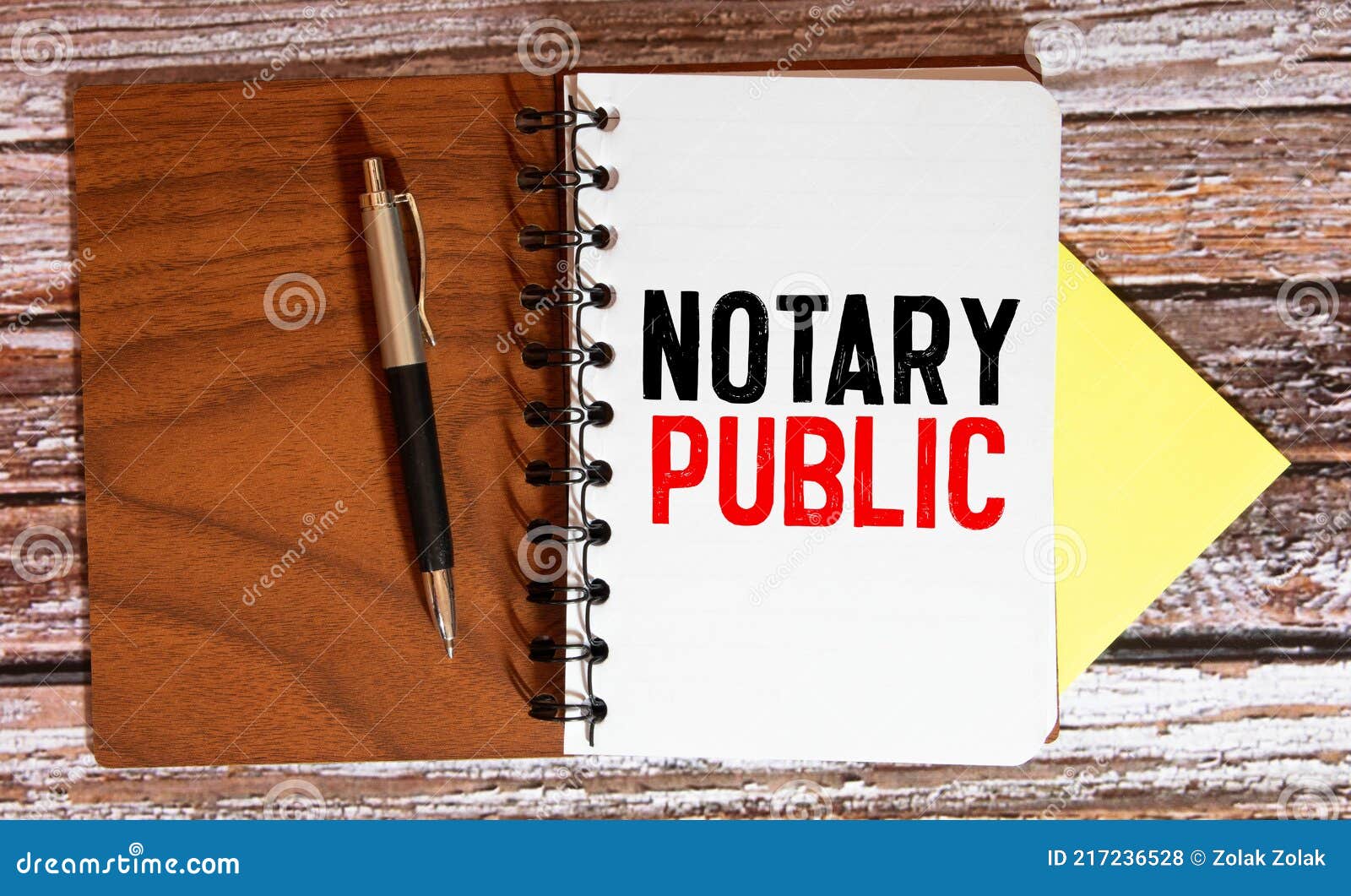 Handwriting Text Notary Public. Concept Meaning Legality Documentation