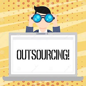 Handwriting Text Outsourcing Concept Meaning Obtain Goods Or Service 