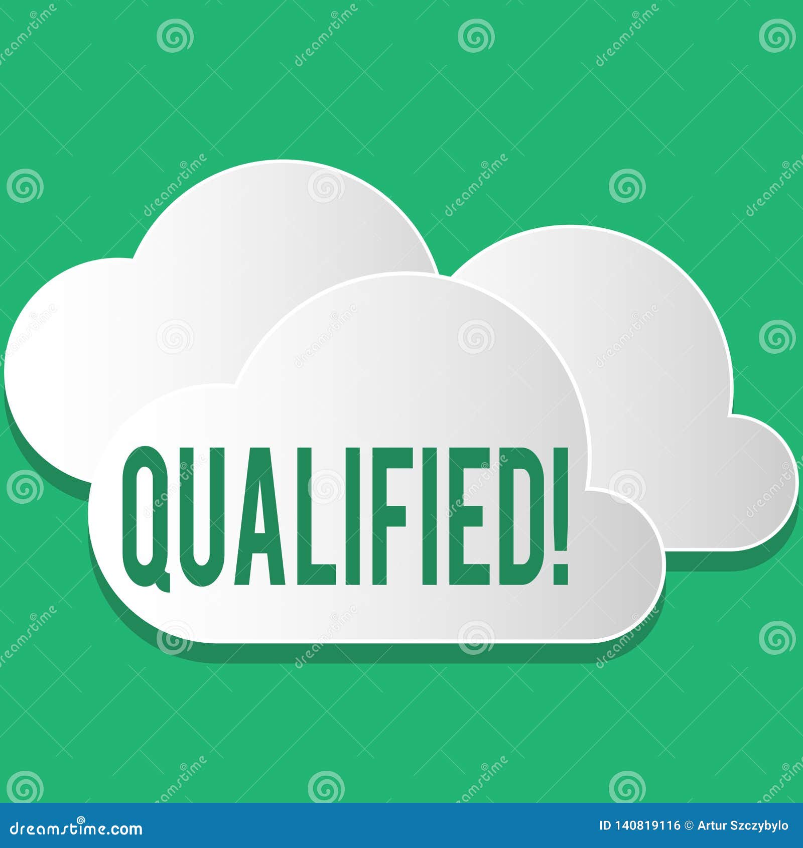 Handwriting Text Qualified. Concept Meaning Certified To Perform a Job