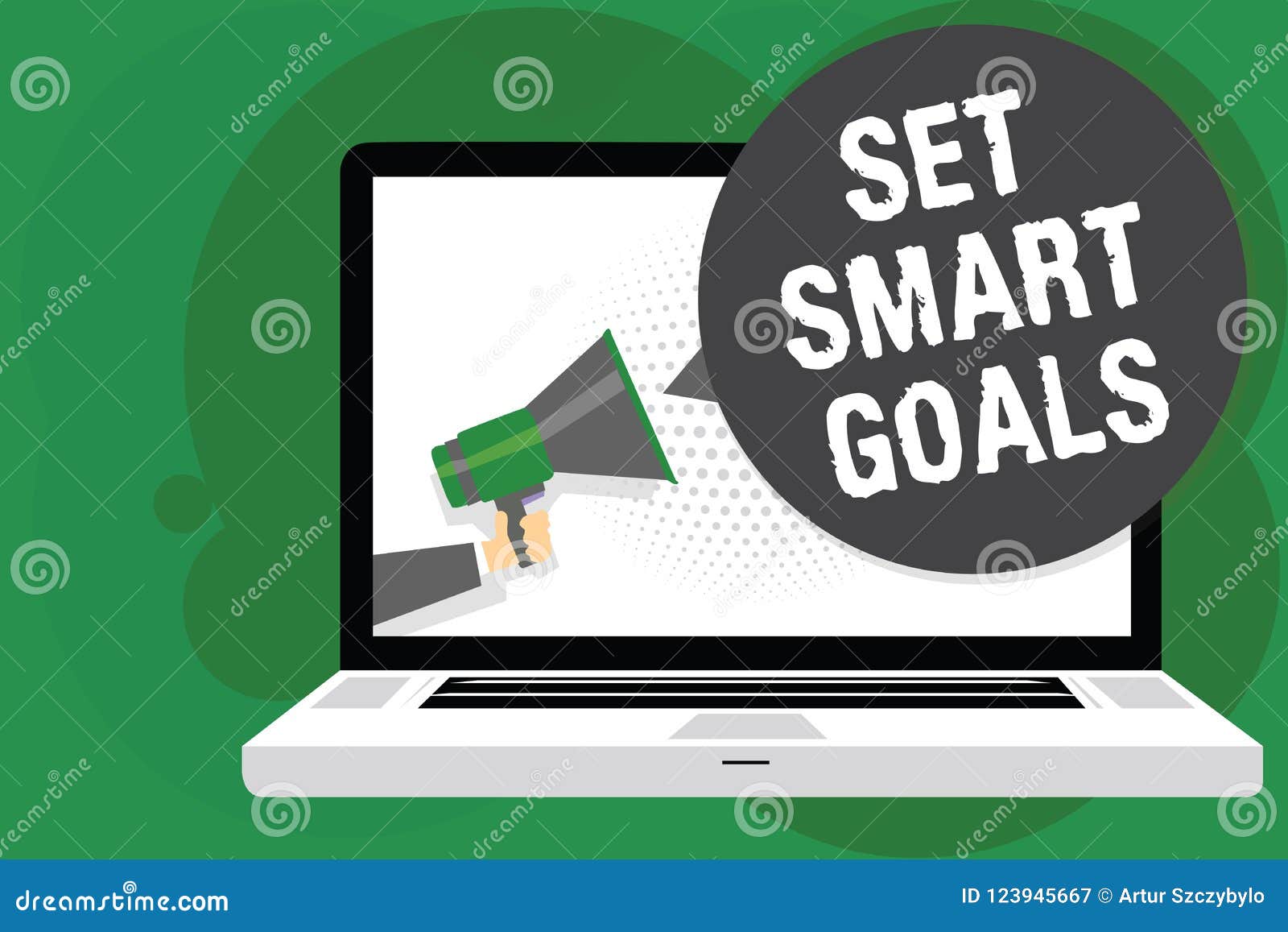 Handwriting Text Set Smart Goals Concept Meaning Establish Achievable Objectives Make Good Business Plans Man Holding Megaphone L Stock Illustration Illustration Of Future Mission