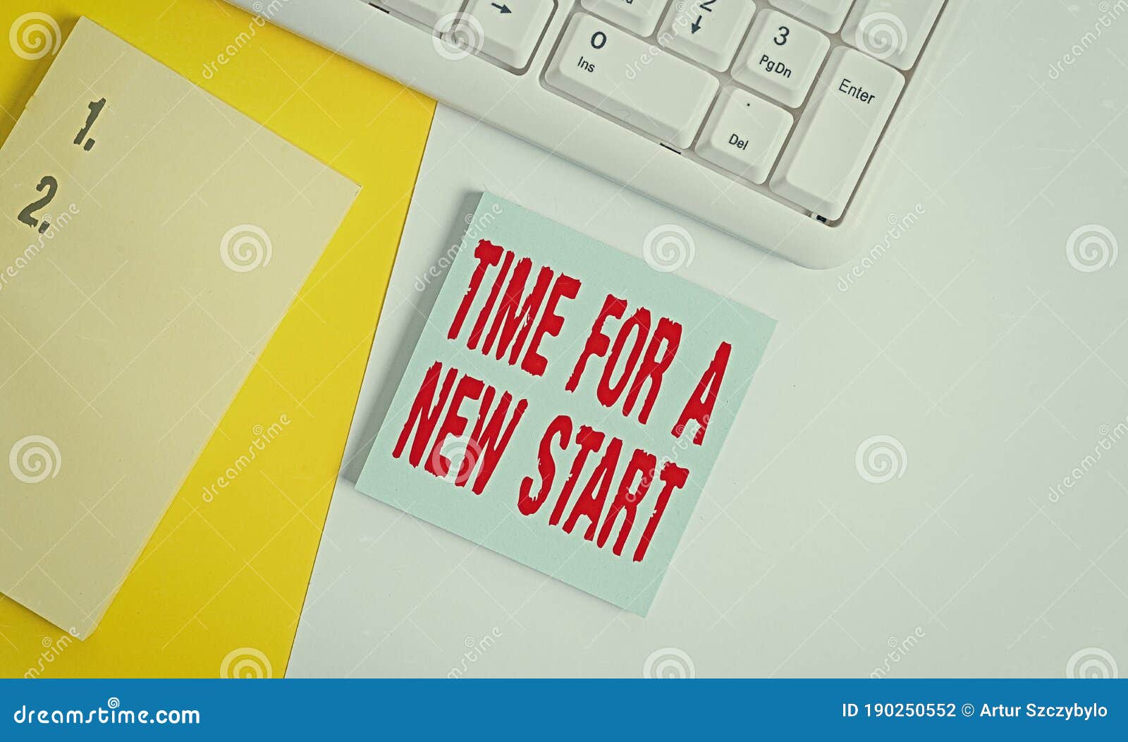 Handwriting Text Time for a New Start. Concept Meaning the Beginning of