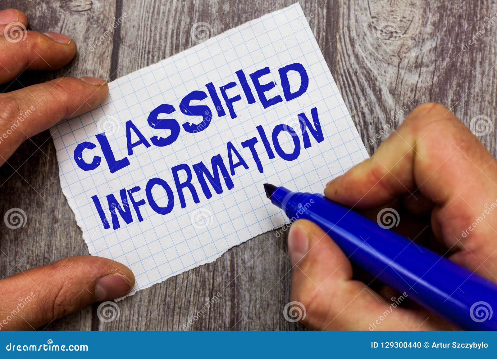 Handwriting Text Writing Classified Information. Concept Meaning