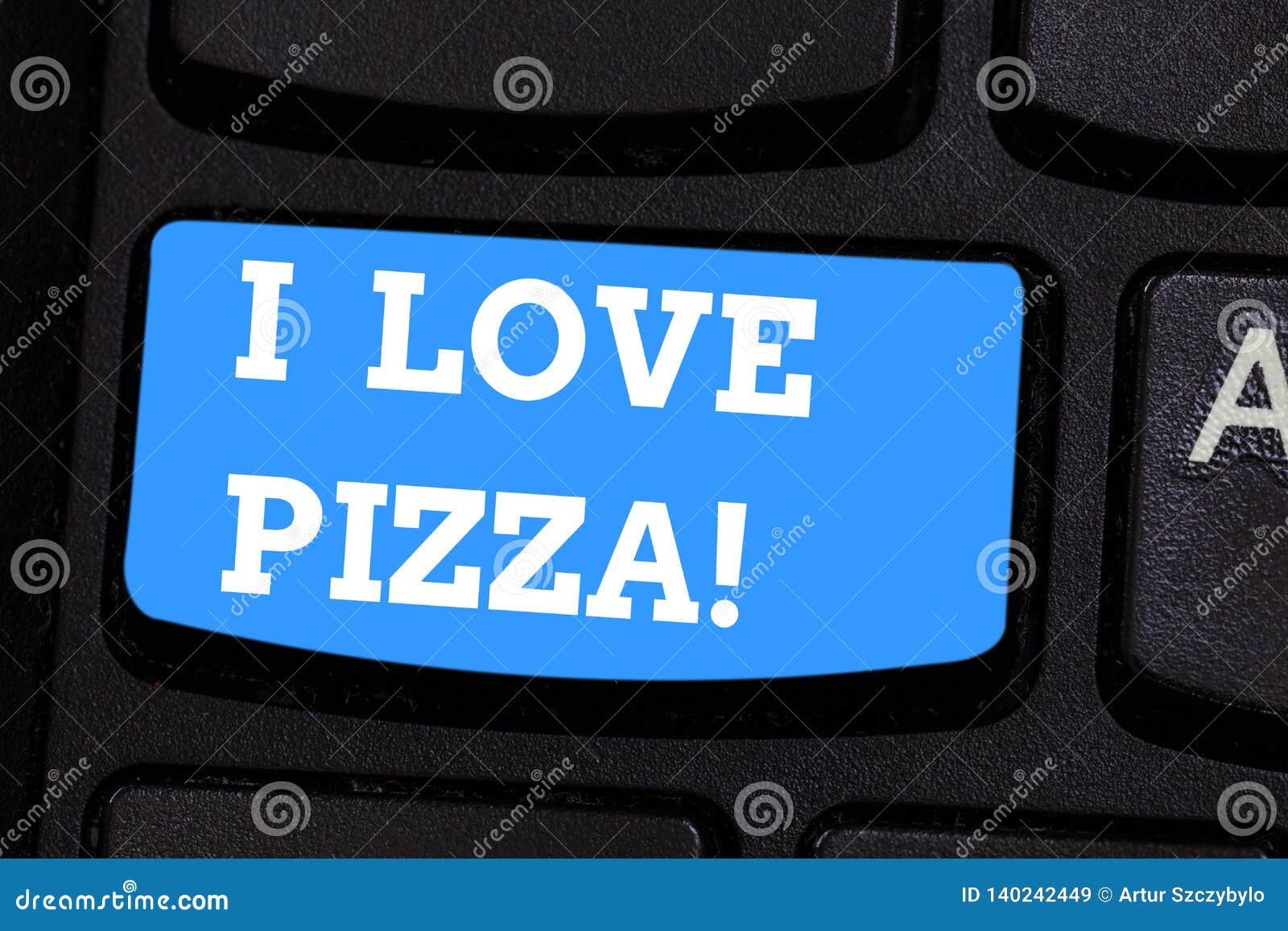 Handwriting Text Writing I Love Pizza. Concept Meaning To Like a Lot