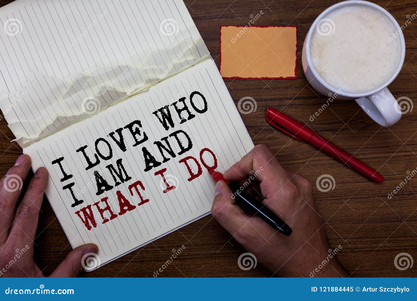 Handwriting Text Writing I Love Who I Am And What I Do Concept
