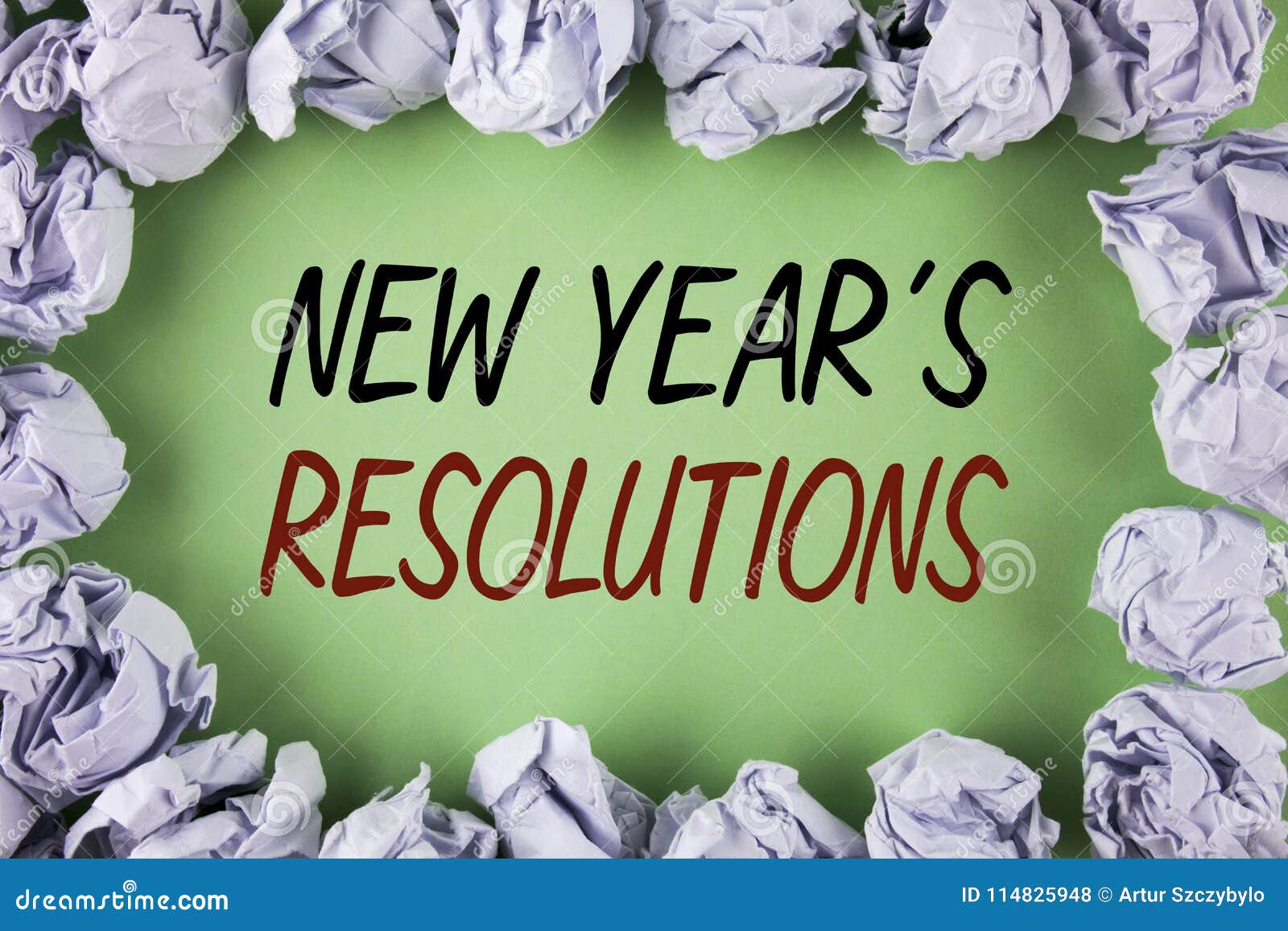 handwriting text writing new year 's resolutions. concept meaning goals objectives targets decisions for next 365 days written on