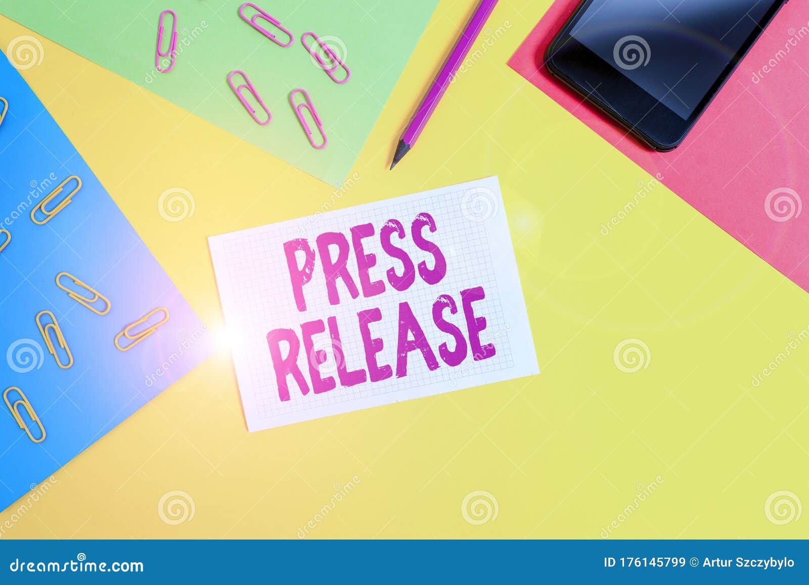 Handwriting Text Writing Press Release. Concept Meaning Statement