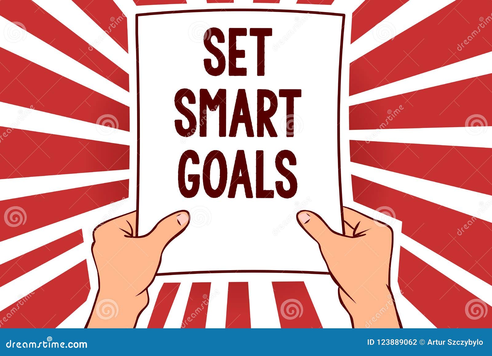 Handwriting Text Writing Set Smart Goals Concept Meaning Establish Achievable Objectives Make Good Business Plans Man Holding Pap Stock Illustration Illustration Of Inspiration Goals