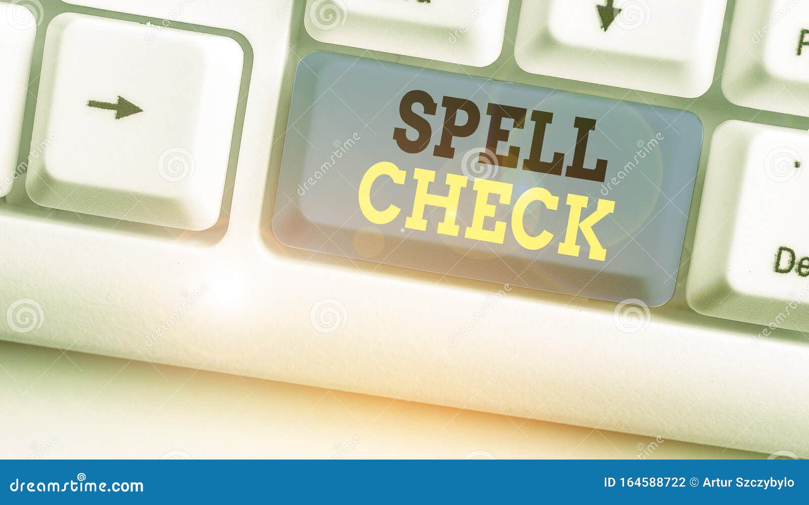 handwriting text writing spell check. concept meaning to use a computer program to find and correct spelling errors.