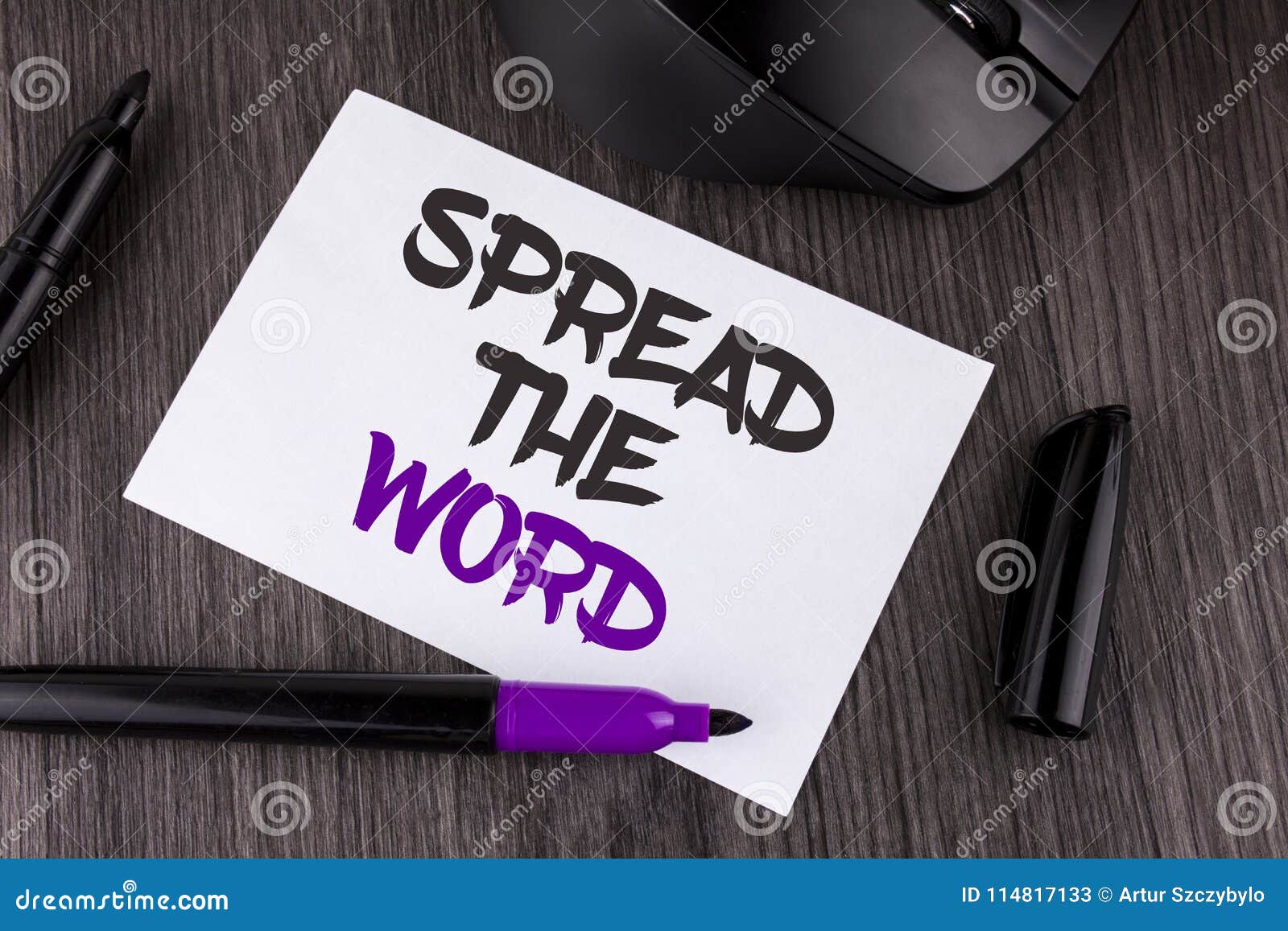 handwriting text writing spread the word. concept meaning run advertisements to increase store sales many fold written on white st