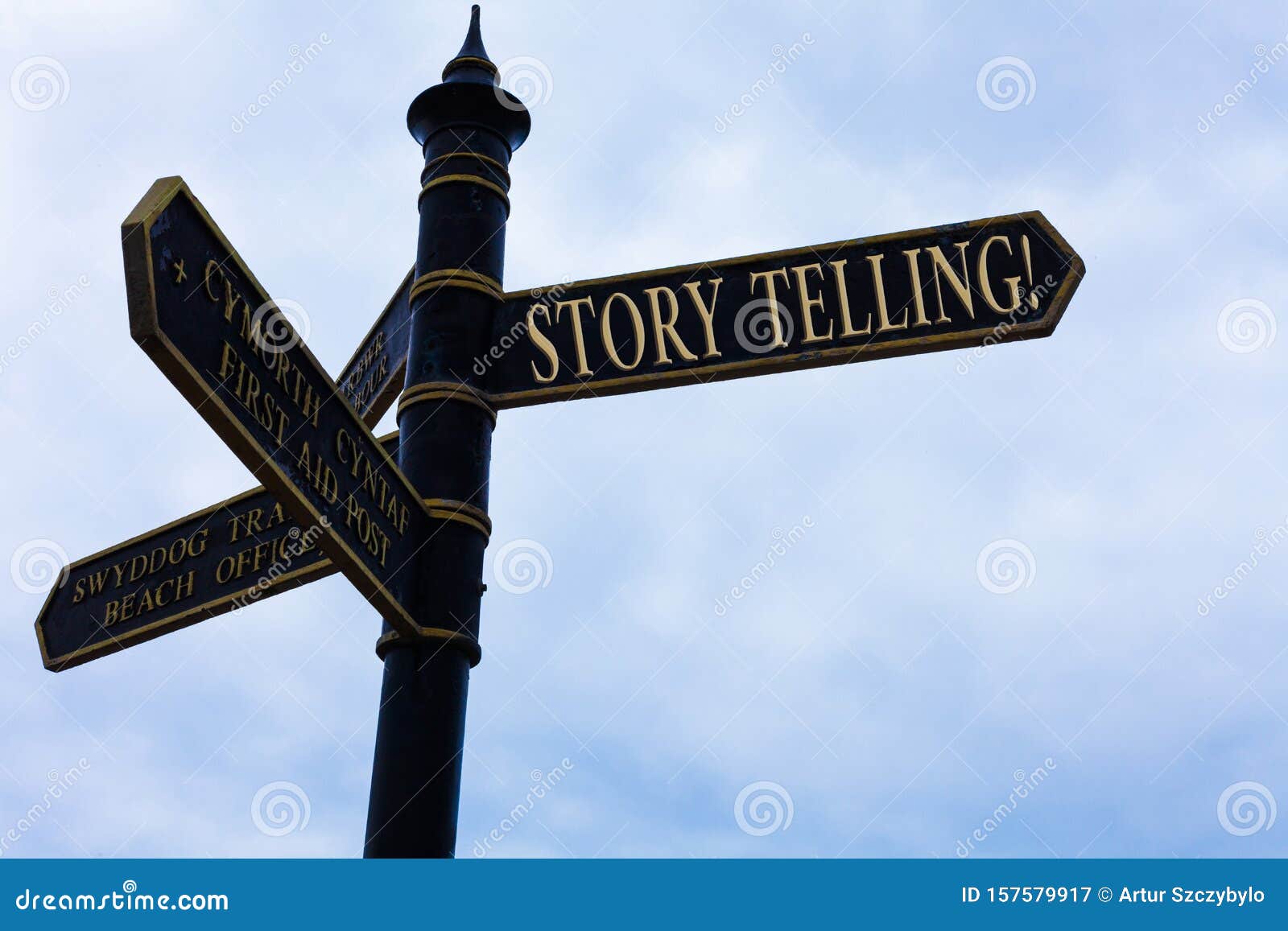 handwriting text writing story telling. concept meaning activity writing stories for publishing them to public road sign
