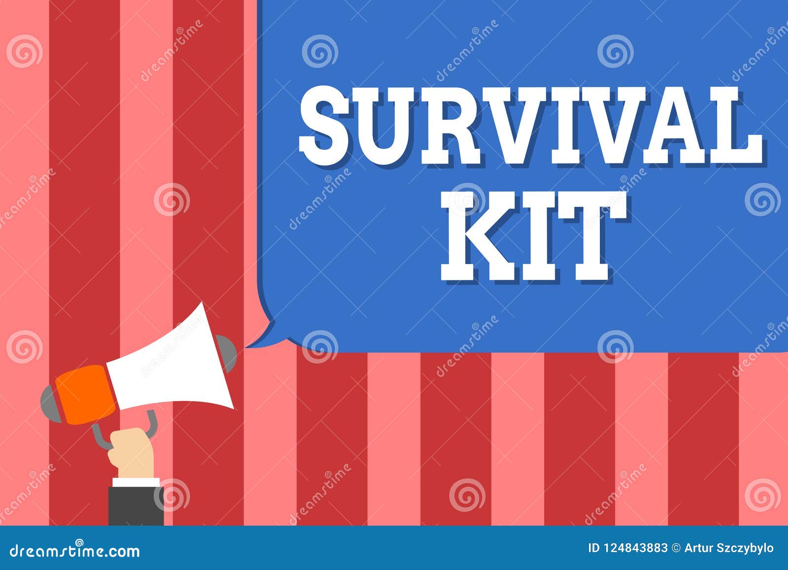 Handwriting Text Writing Survival Kit. Concept Meaning Emergency