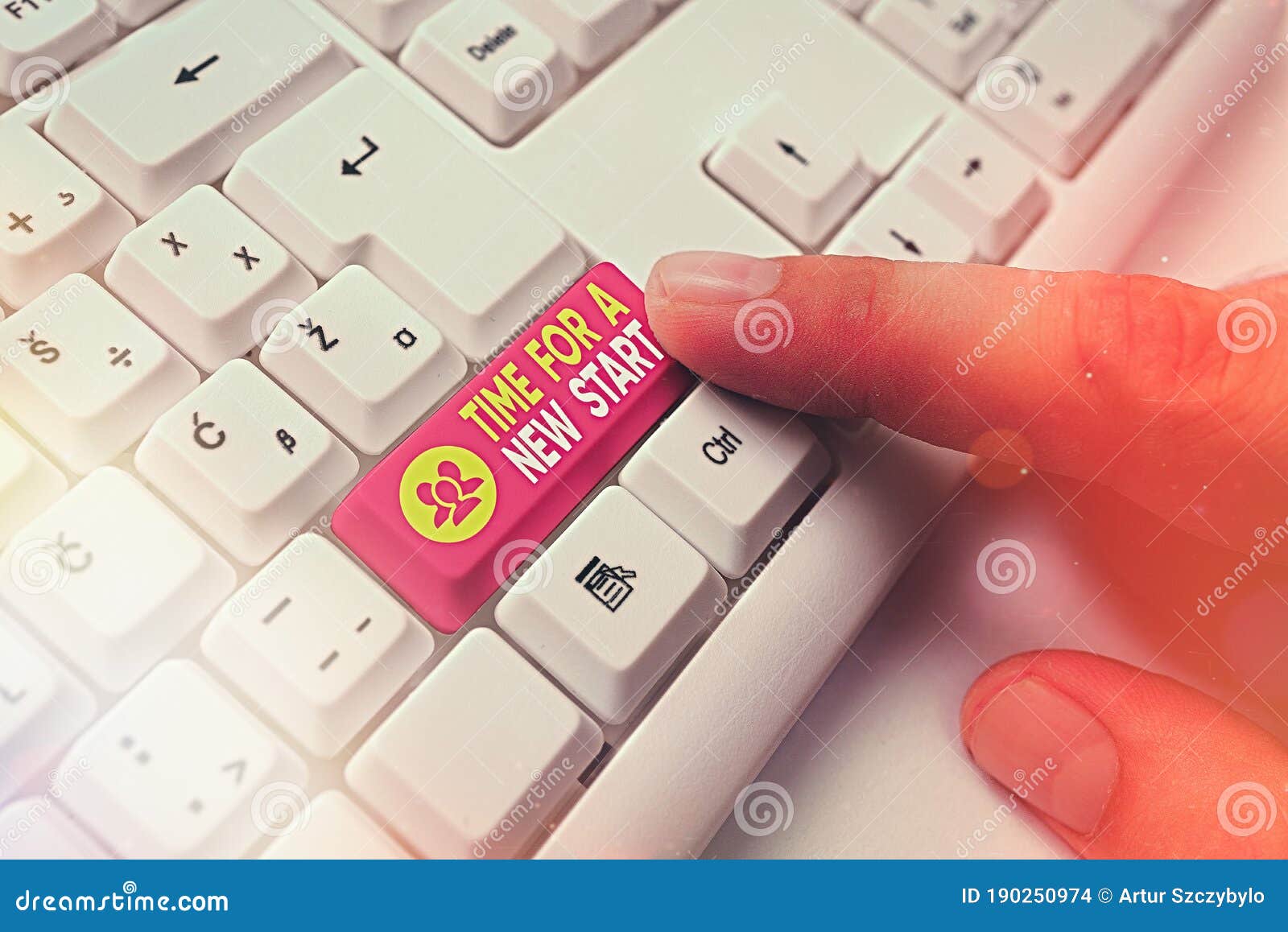 Handwriting Text Writing Time for a New Start. Concept Meaning the