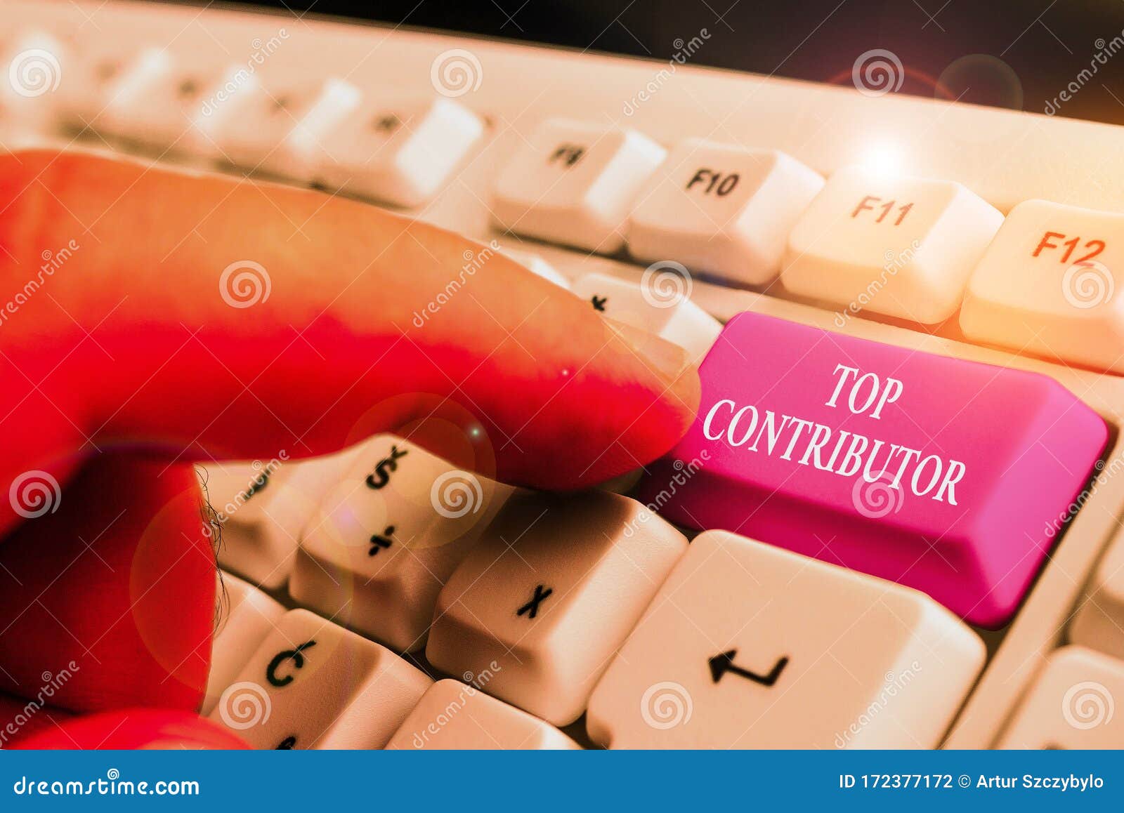 Handwriting Text Writing Top Contributor. Concept Meaning Demonstrating
