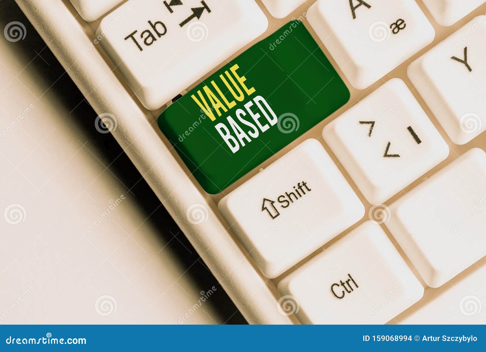 handwriting text writing value based. concept meaning considering the product worth in satisfying the customer white pc