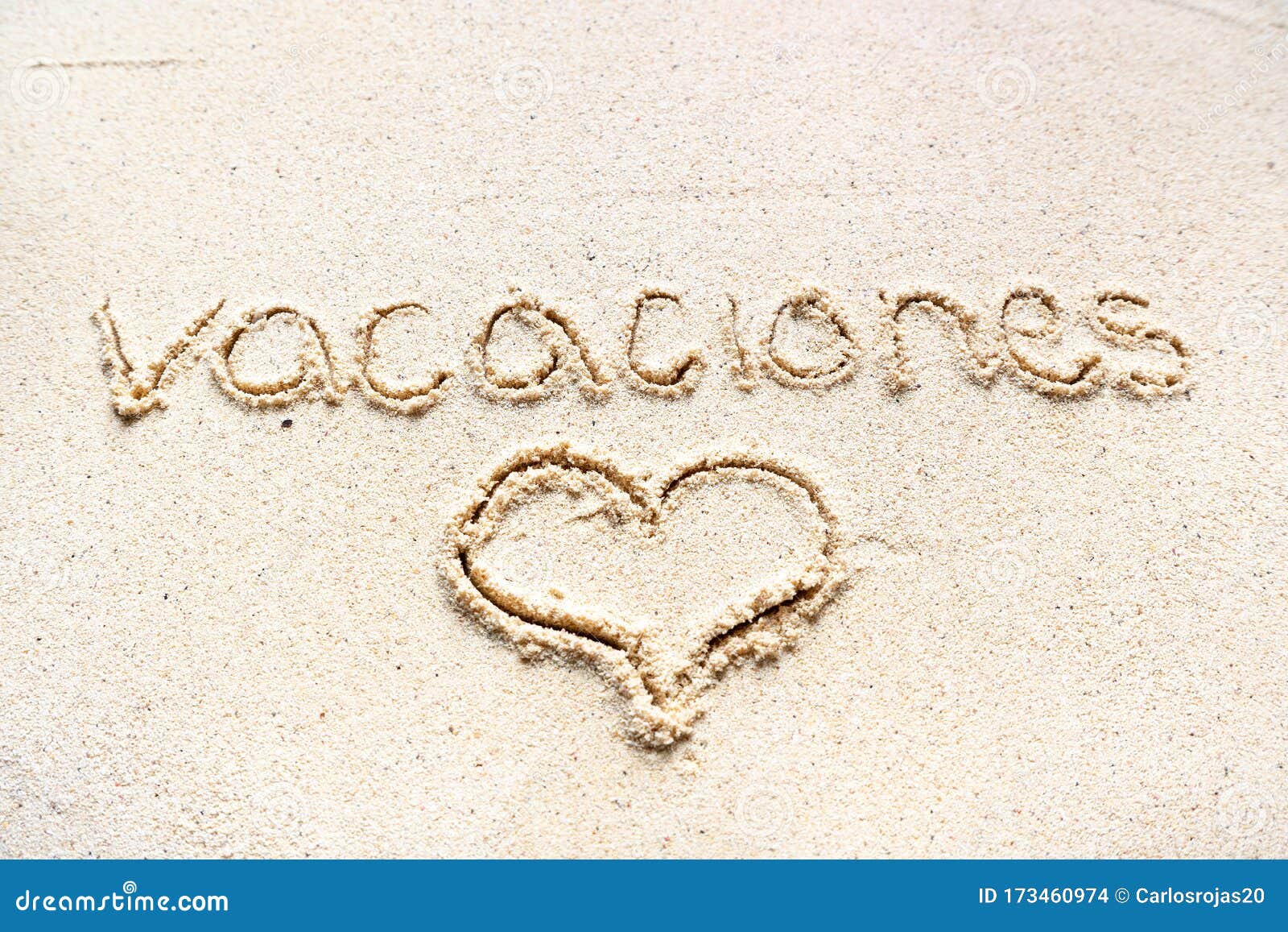 handwriting words `vacaciones` in spanish