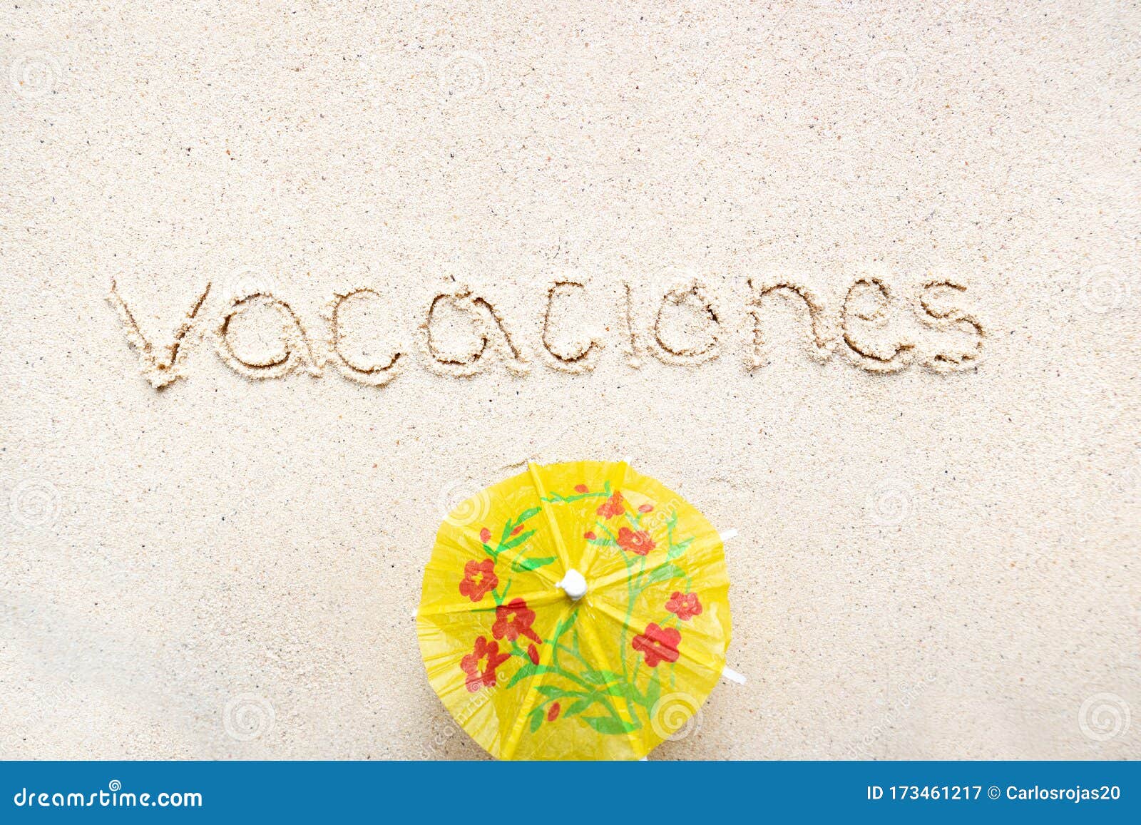 handwriting words `vacaciones` in spanish