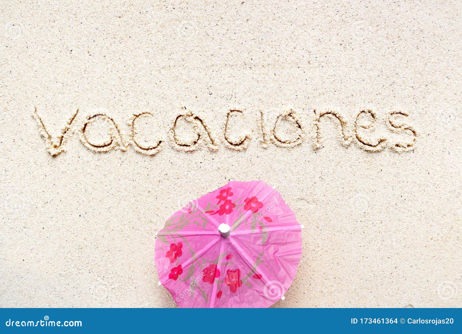 handwriting words `vacaciones` in spanish