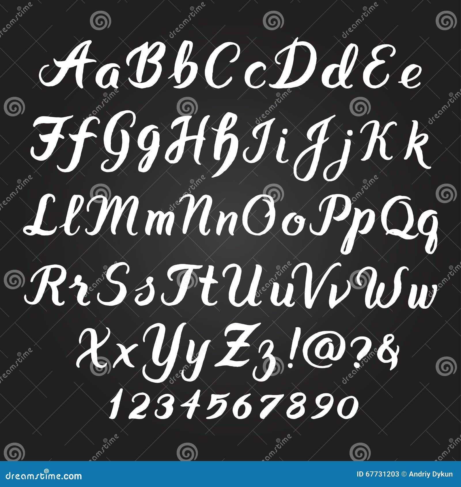 Handwritten alphabet set stock vector. Illustration of brush - 67731203