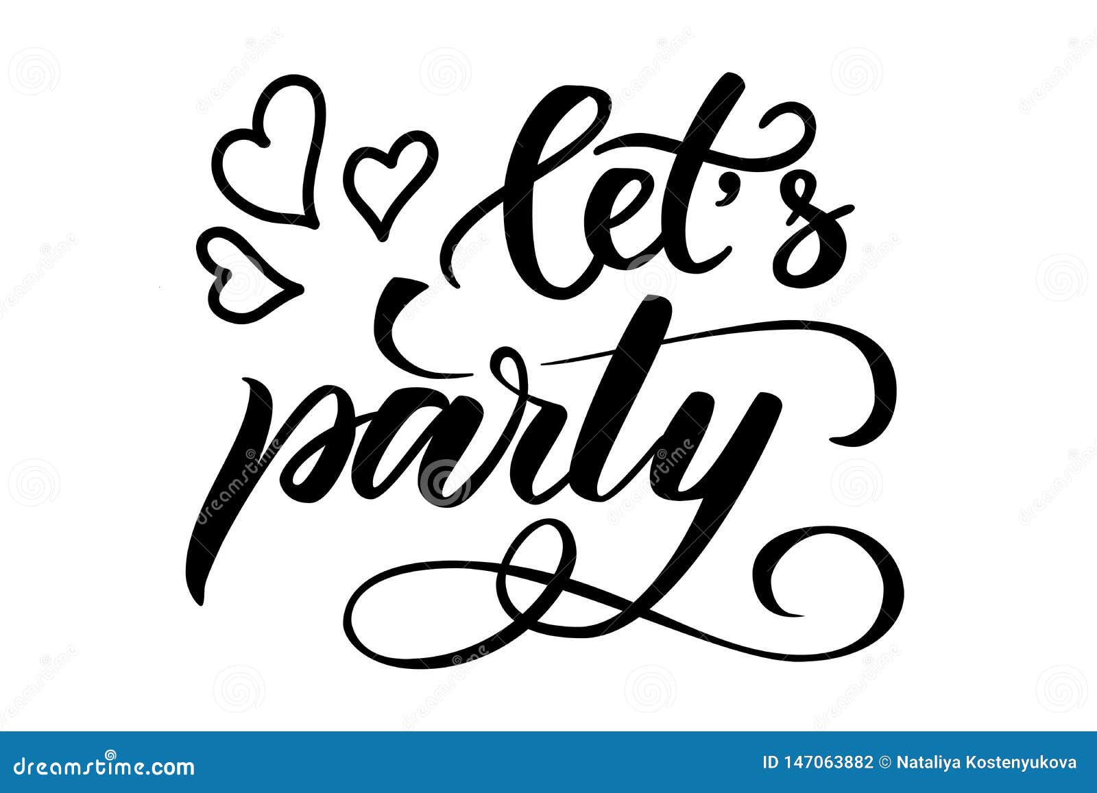 Handwritten Brush Calligraphy Lets Party Stock Vector - Illustration of ...