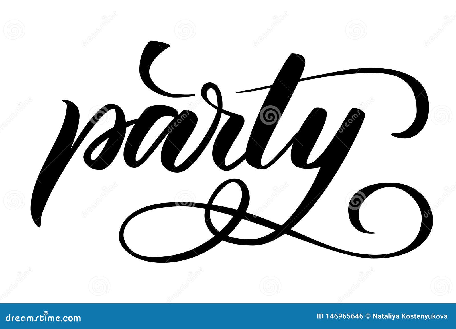 Handwritten Brush Calligraphy Party Stock Vector - Illustration of ...