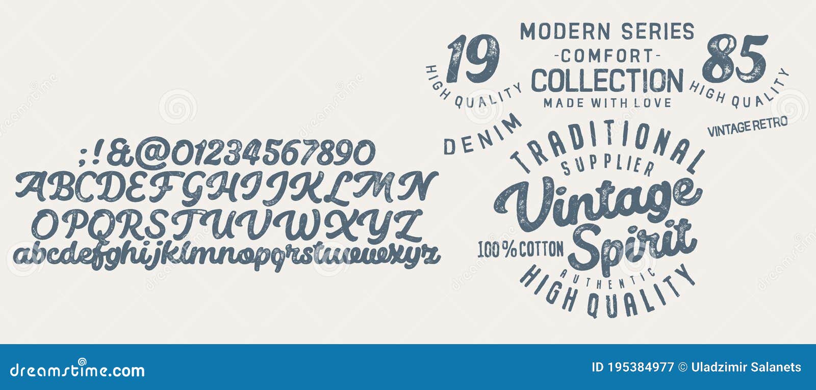 handwritten calligraphic alphabet for t-shirt or apparel. vintage brush script lettering font