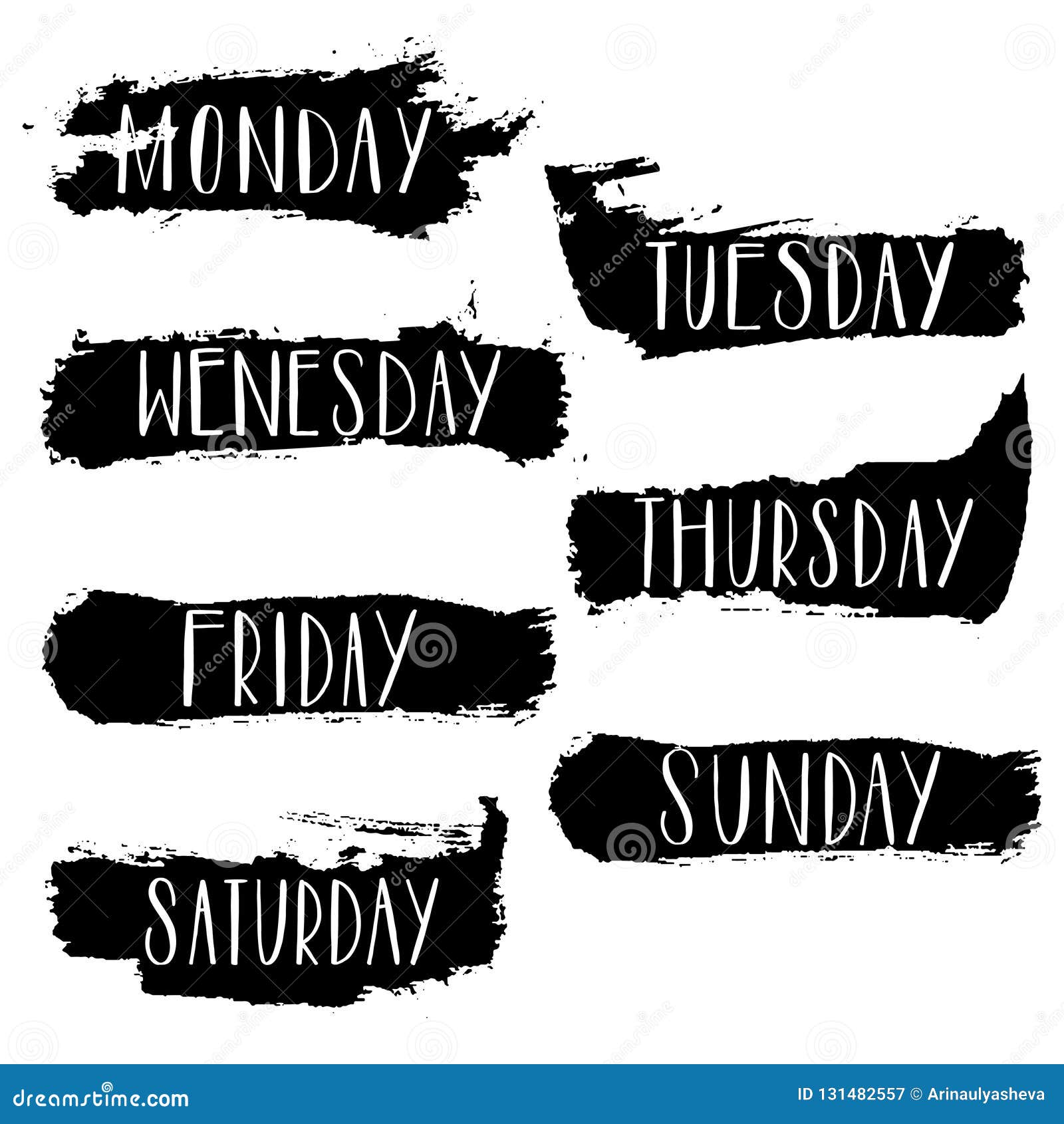 Premium Vector  Hand lettering days of week monday, tuesday, wednesday,  thursday, friday, saturday, sunday. modern calligraphy isolated on white  background. illustration. handlettering for schedule