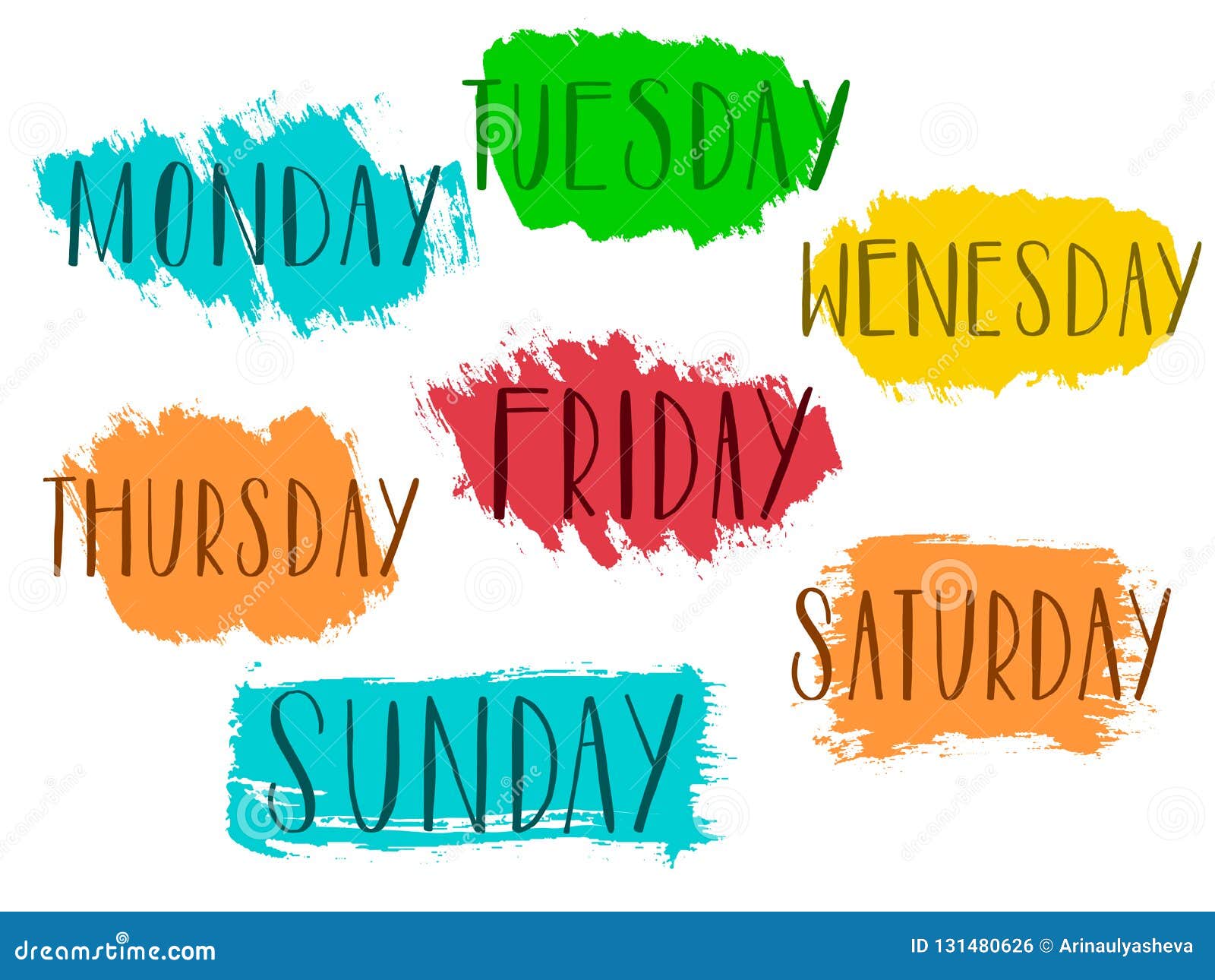 Days Of The Week: Sunday, Monday, Tuesday, Wednesday, Thursday, Friday,  Saturday Royalty Free SVG, Cliparts, Vectors, and Stock Illustration. Image  68894012.