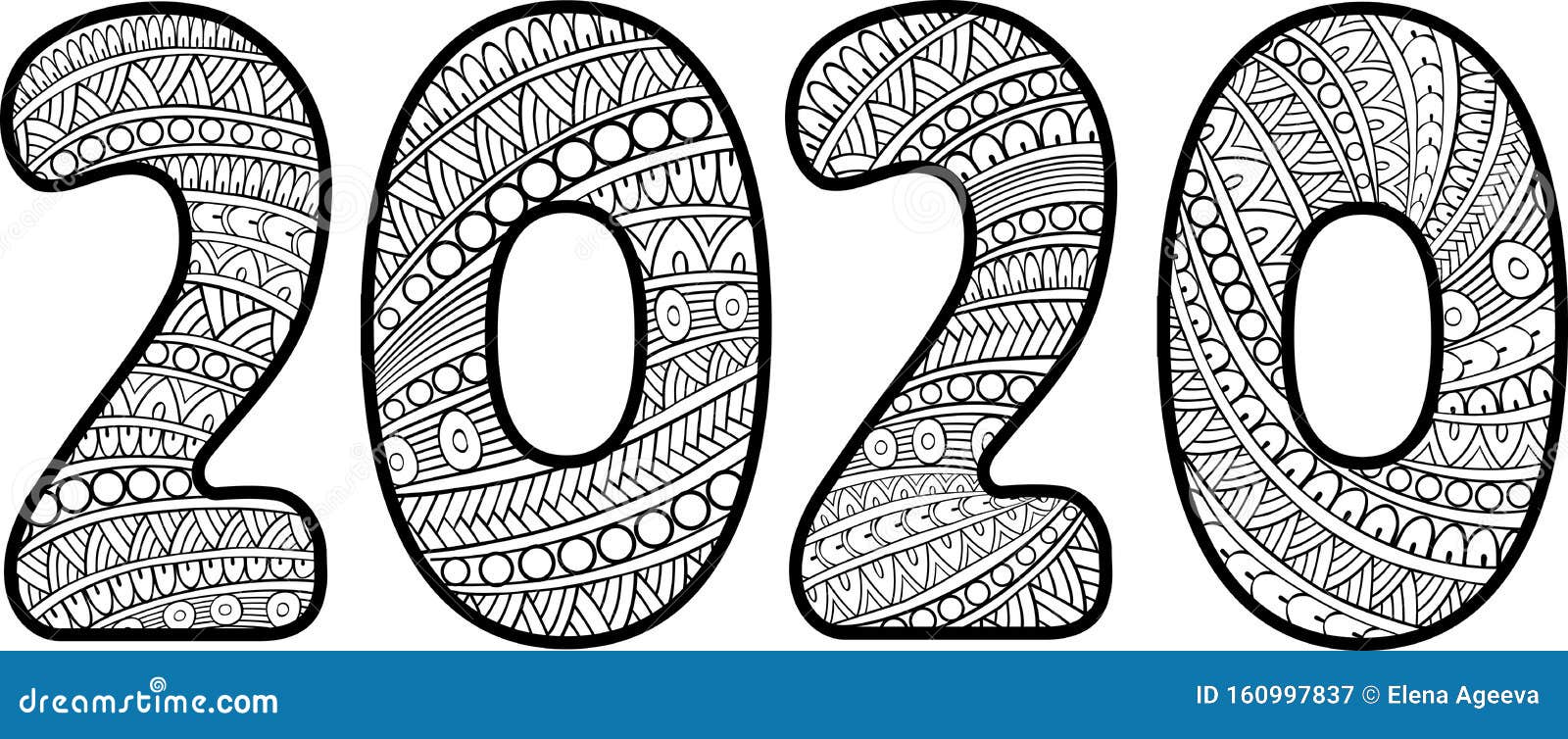 Download Handwritten Doodle Number 2020 Stamped With Zen-tangle ...