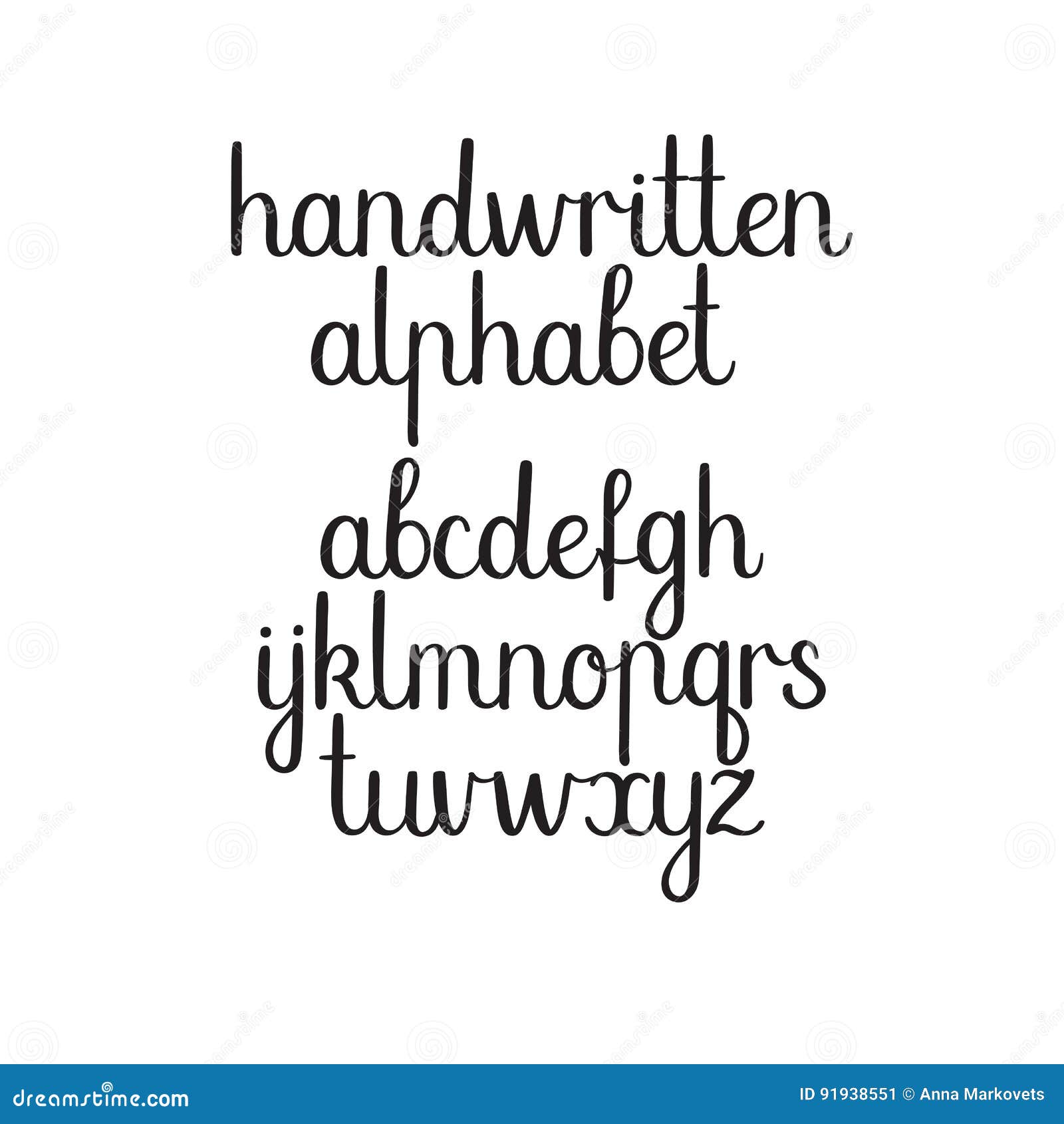 Calligraphy handwritten alphabet Royalty Free Vector Image