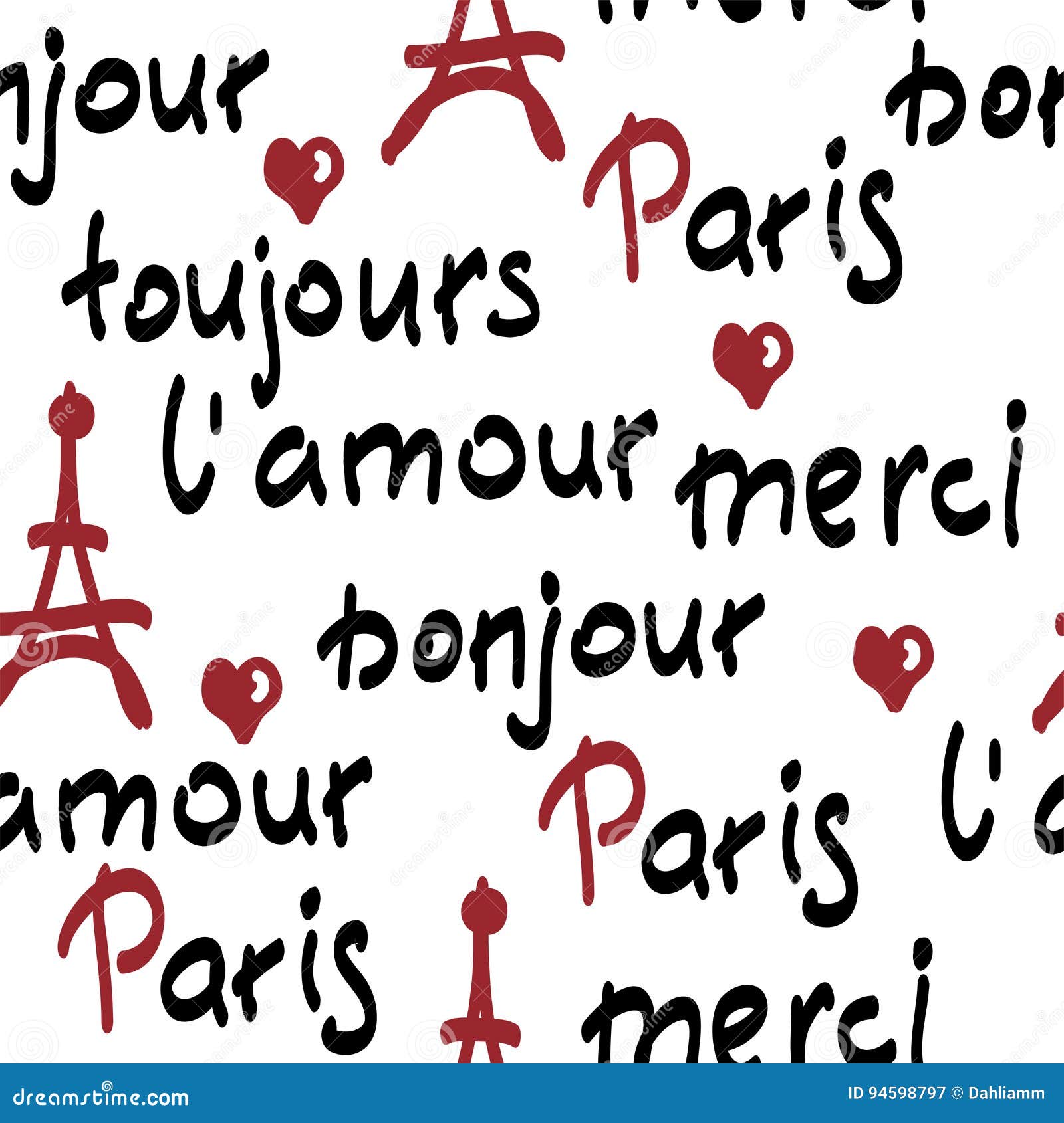 handwritten french words. brush calligraphy, 