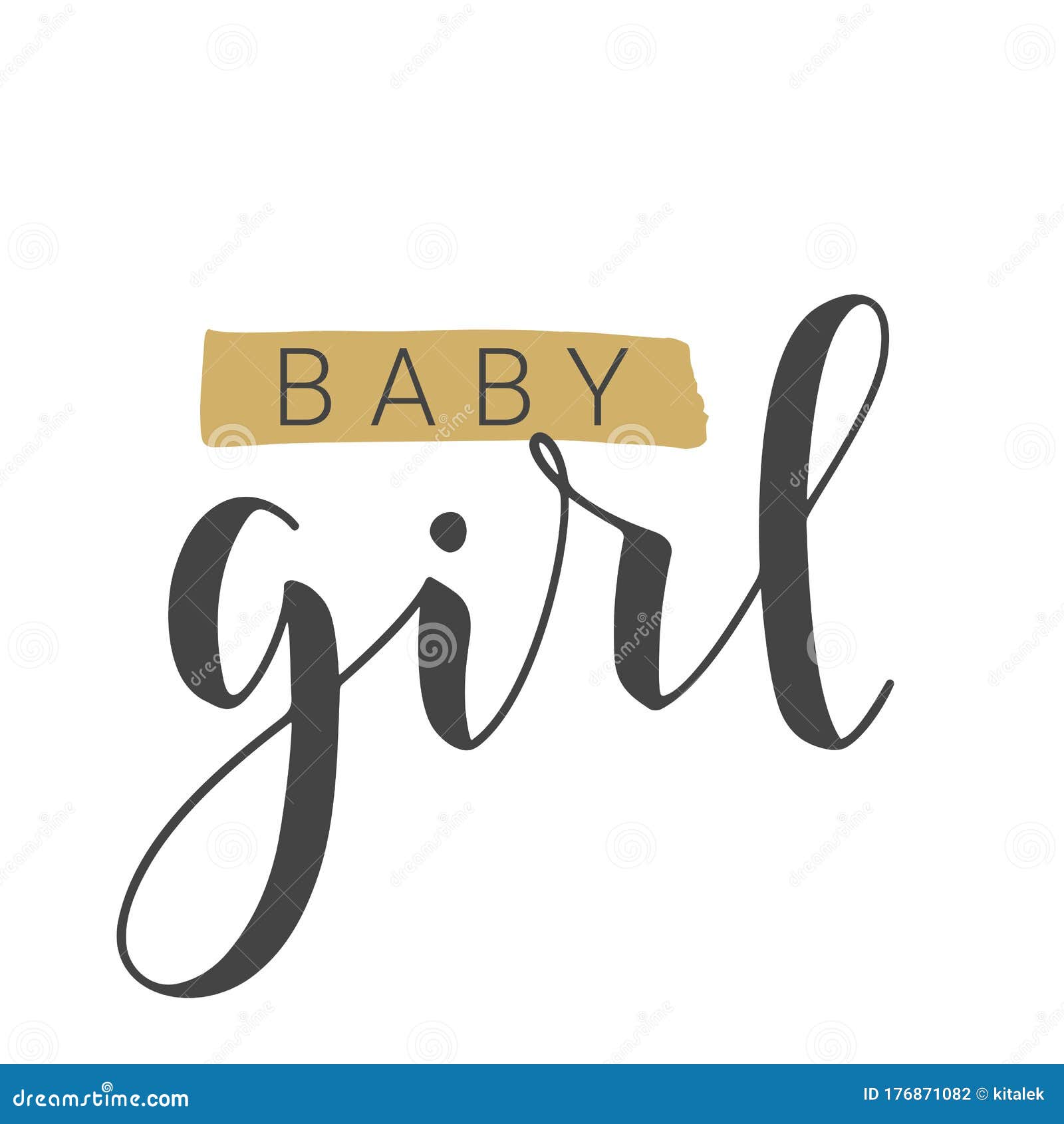 Handwritten Lettering of Baby Girl on White Background. Vector ...