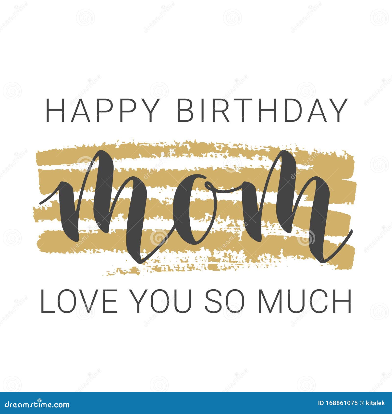 Handwritten Lettering of Happy Birthday Mom. Vector Illustration With Mom Birthday Card Template