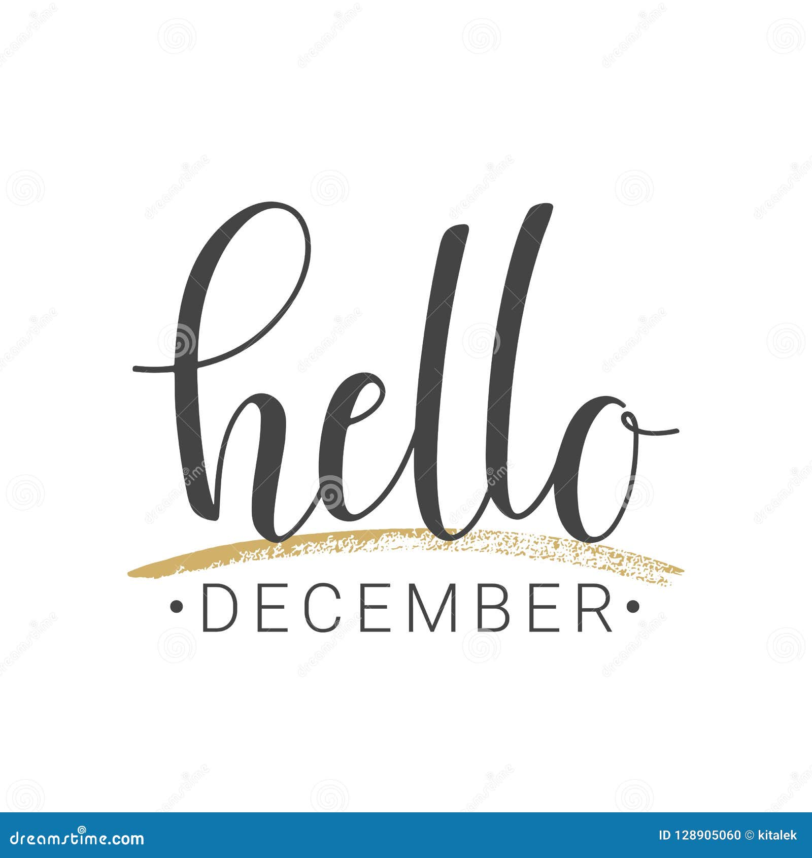 Handwritten Lettering of Hello December on White Background Stock