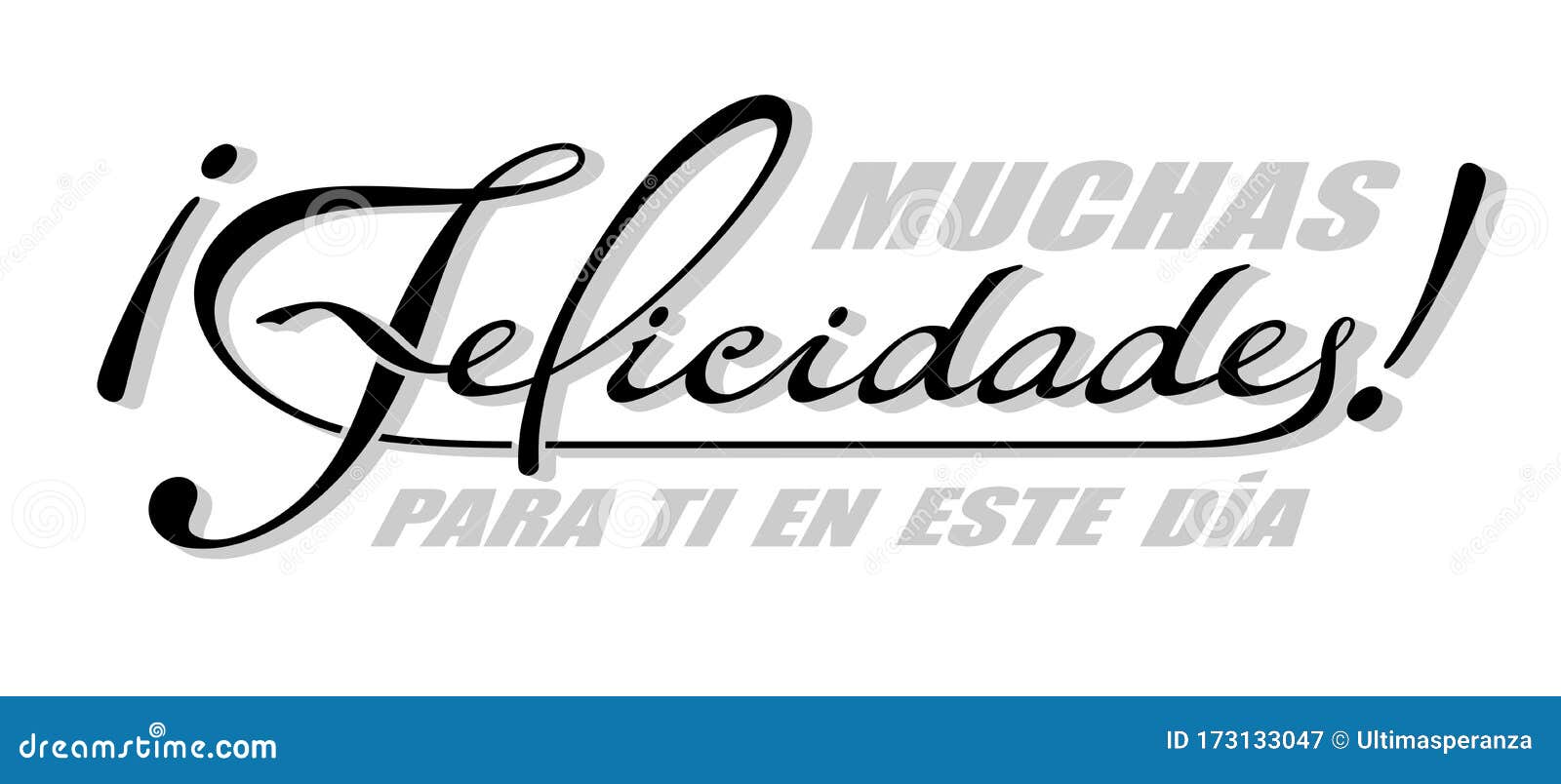 handwritten lettering in spanish language muchas felicidades - congratulations.  calligraphy  phrase with shadow